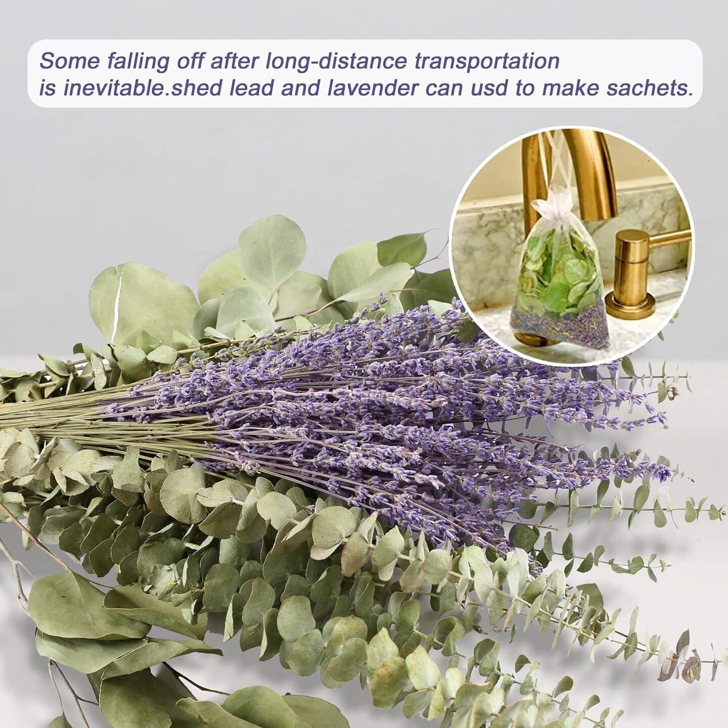 120 PCS Mix Dried Eucalyptus Stems &#x26; Lavender Flowers for Shower - 17&#x27;&#x27; Real Large Silver Dollar Leaves Branches, Fresh Hanging Plants for Vase, Natural Fragrance, Home Aromatic, Wedding Decor