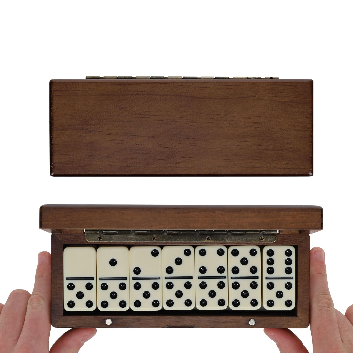 WE Games Double 6 Dominoes in Magnetic Wooden Box