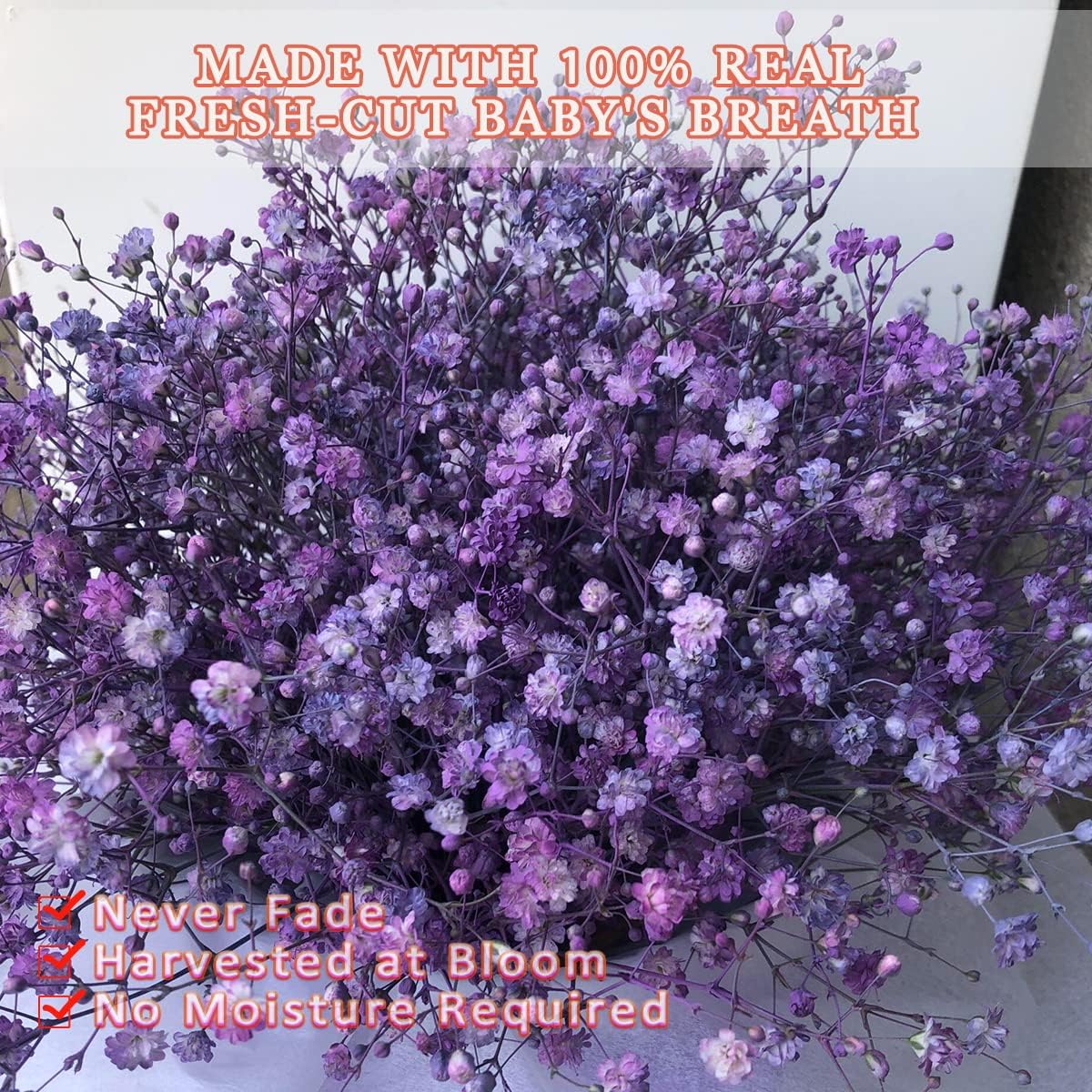 Dried-Flowers-Babys-Breath-Bouquet-17.2 inch 2500+ Flowers, Natural Gypsophila Branches for Home Decor, Wedding, Table Decor, DIY Wreath Floral, Dry Flowers Bulk for Vase (Purple)