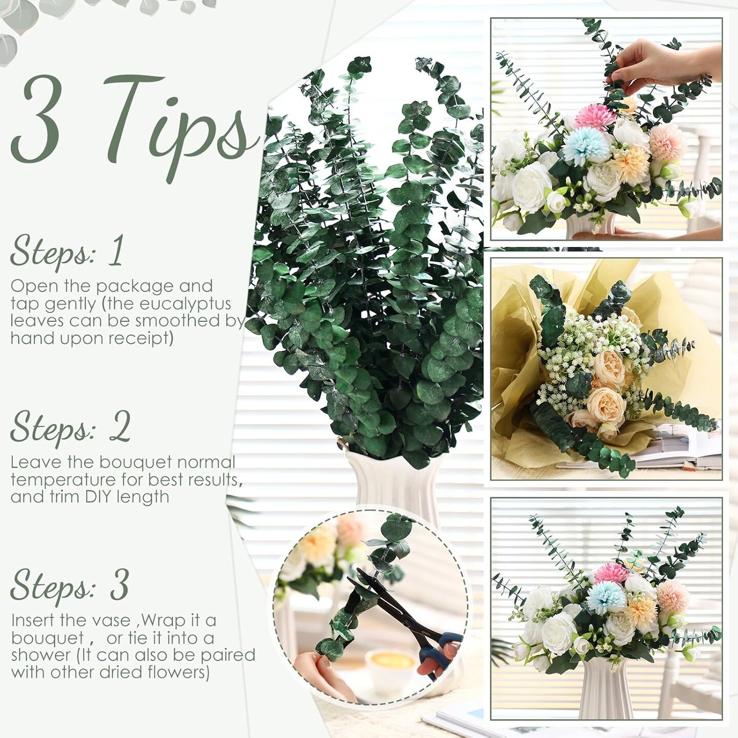 80 Pcs Large Dried Eucalyptus Stems 17inch Natural Real Fresh Eucalyptus Branches for Shower Hanging Fresh Plant Greenery Leaves for Wedding Bathroom Vase Filler DIY Garland Decor