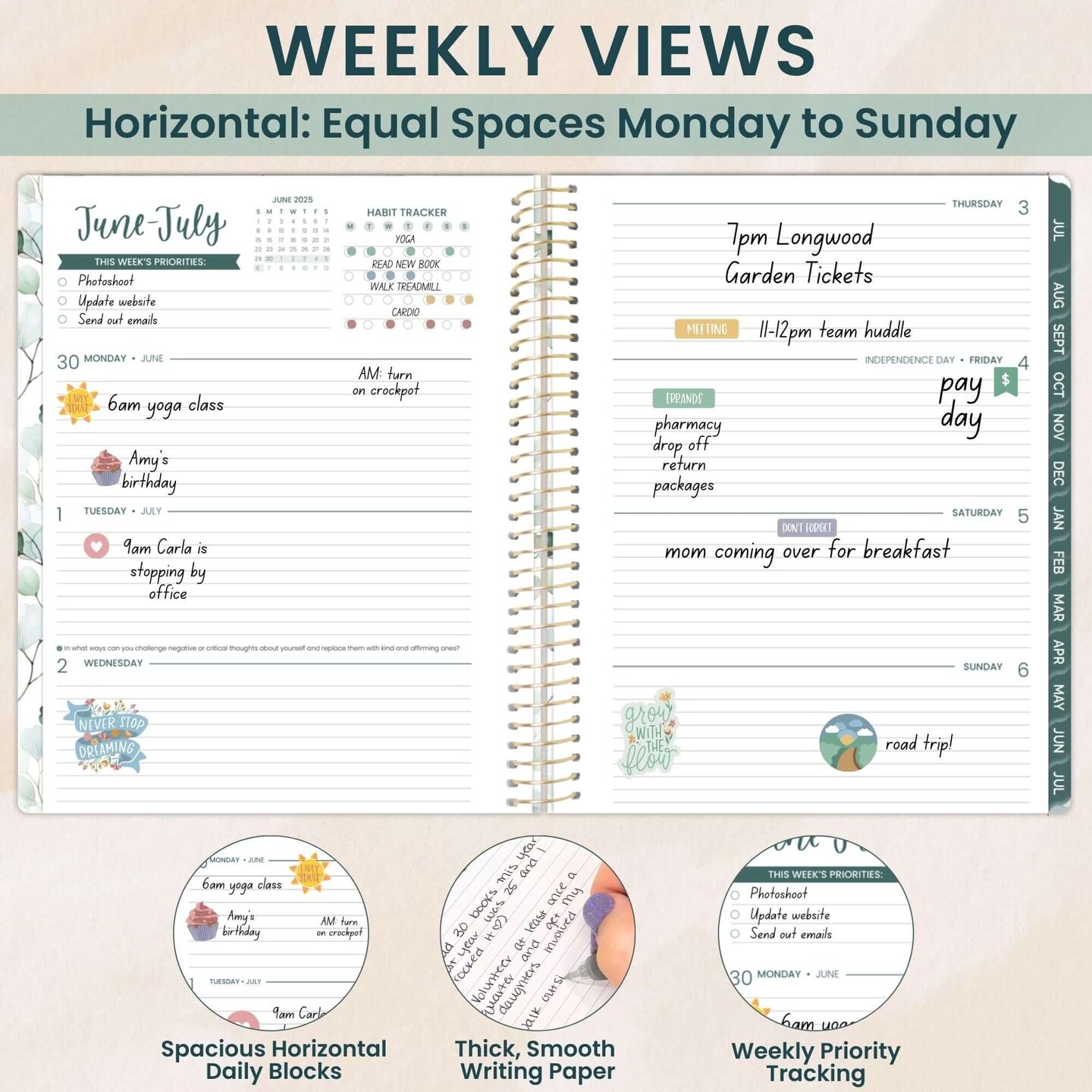 bloom daily planners 2025-26 Academic Planner, Soft Cover, 8.5&#x22; x 11&#x22;,  Boho Greenery