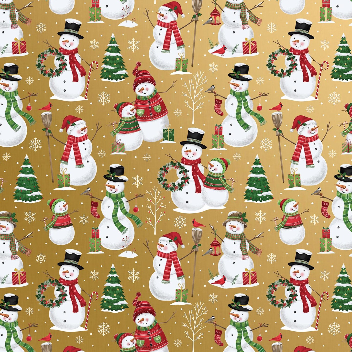 Pack/6 Rolls: Snowman Family Gift Wrap - Jumbo Roll (30&#x22; x 10 ft.)