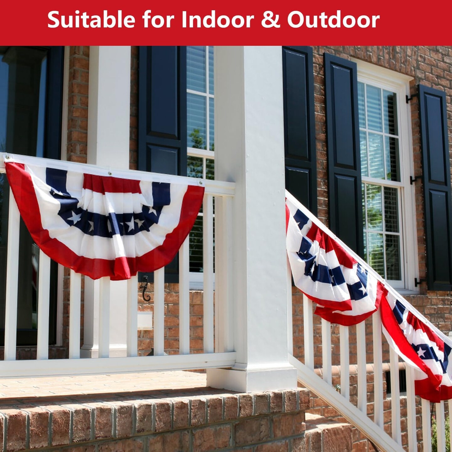 1.5 x3 Ft USA Pleated Fan Flag, American Patriotic Flag Bunting for Outside, Bunting Flags Outdoor Indoor for 4th of July Decorations (Set of 10)