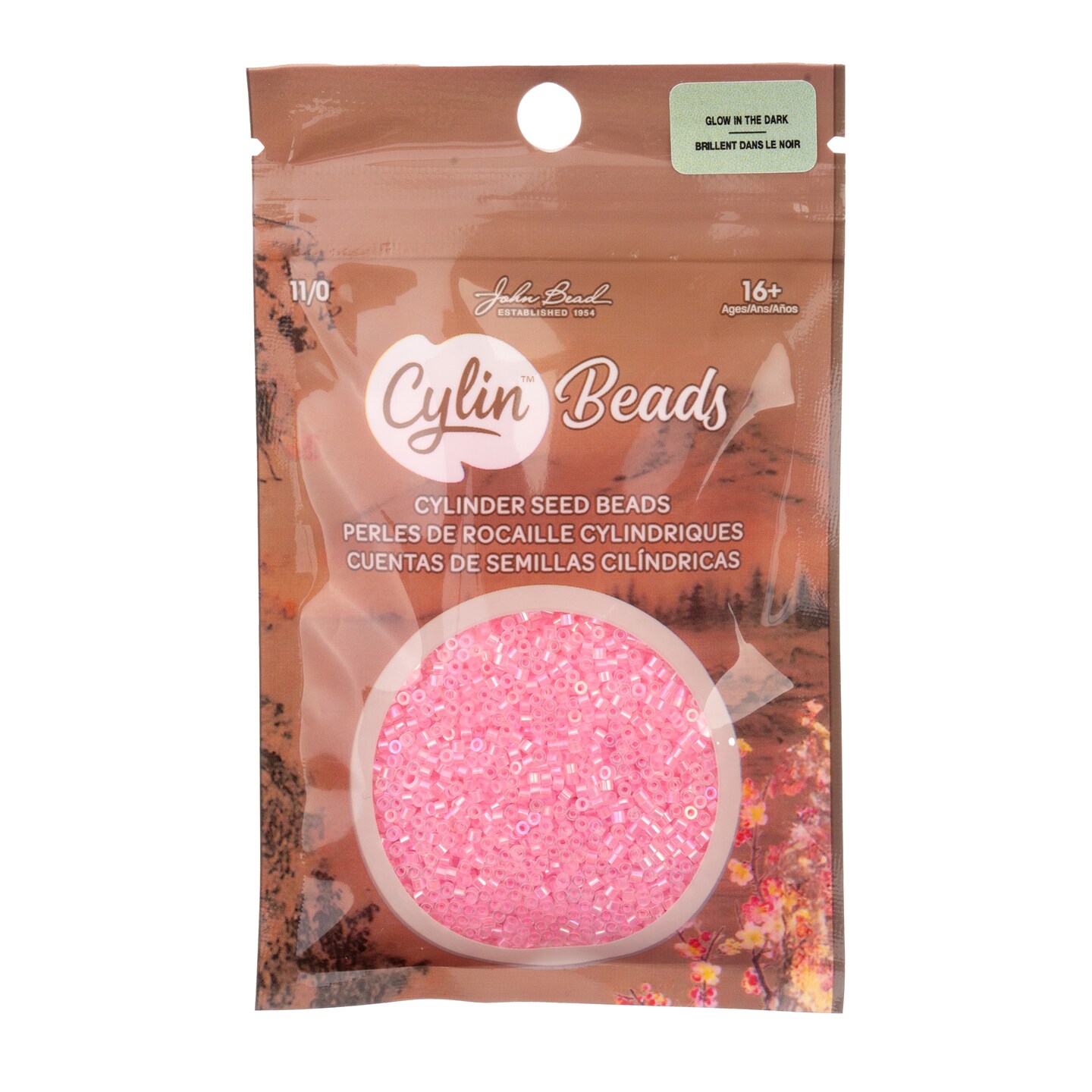 John Bead Glow in Dark Cylin Beads 11/0 Glass Cylindrical Seed Beads, 25g