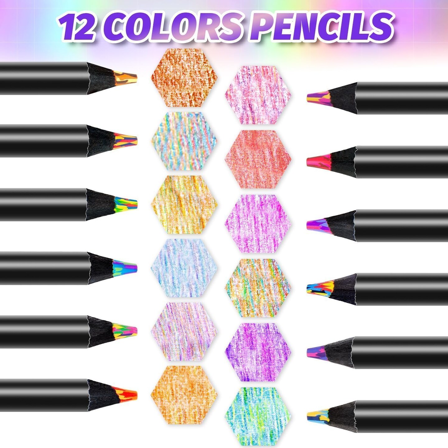 12 Rainbow Colored Pencils