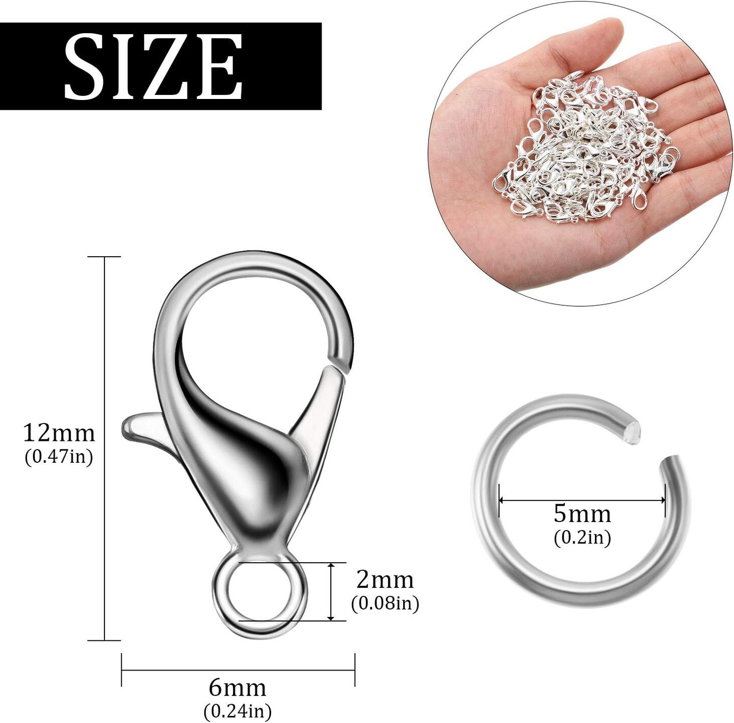 300 Pcs Lobster Claw Clasps and Open Jump Rings Set Alloy Jewelry Findings Kit (Gold,Silver)