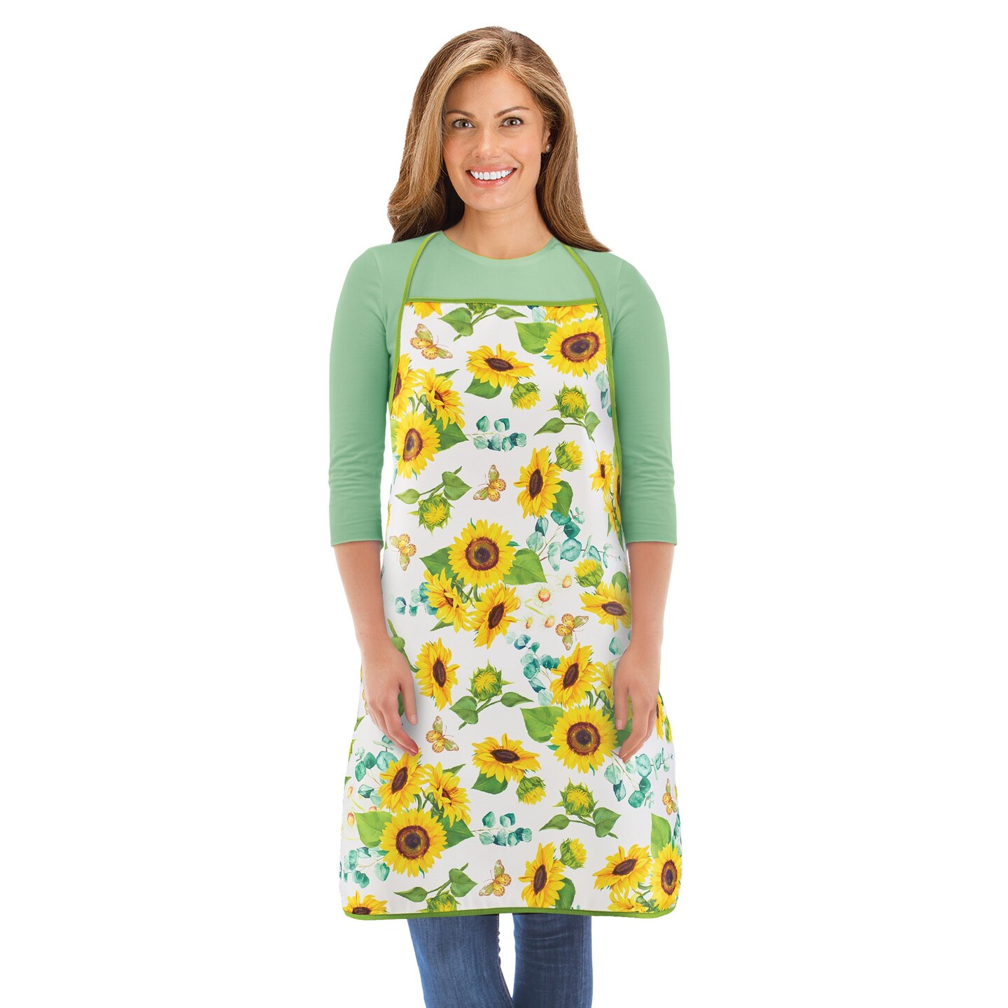 Collections Etc Sunflowers and Greenery Design Cooking Bib Apron