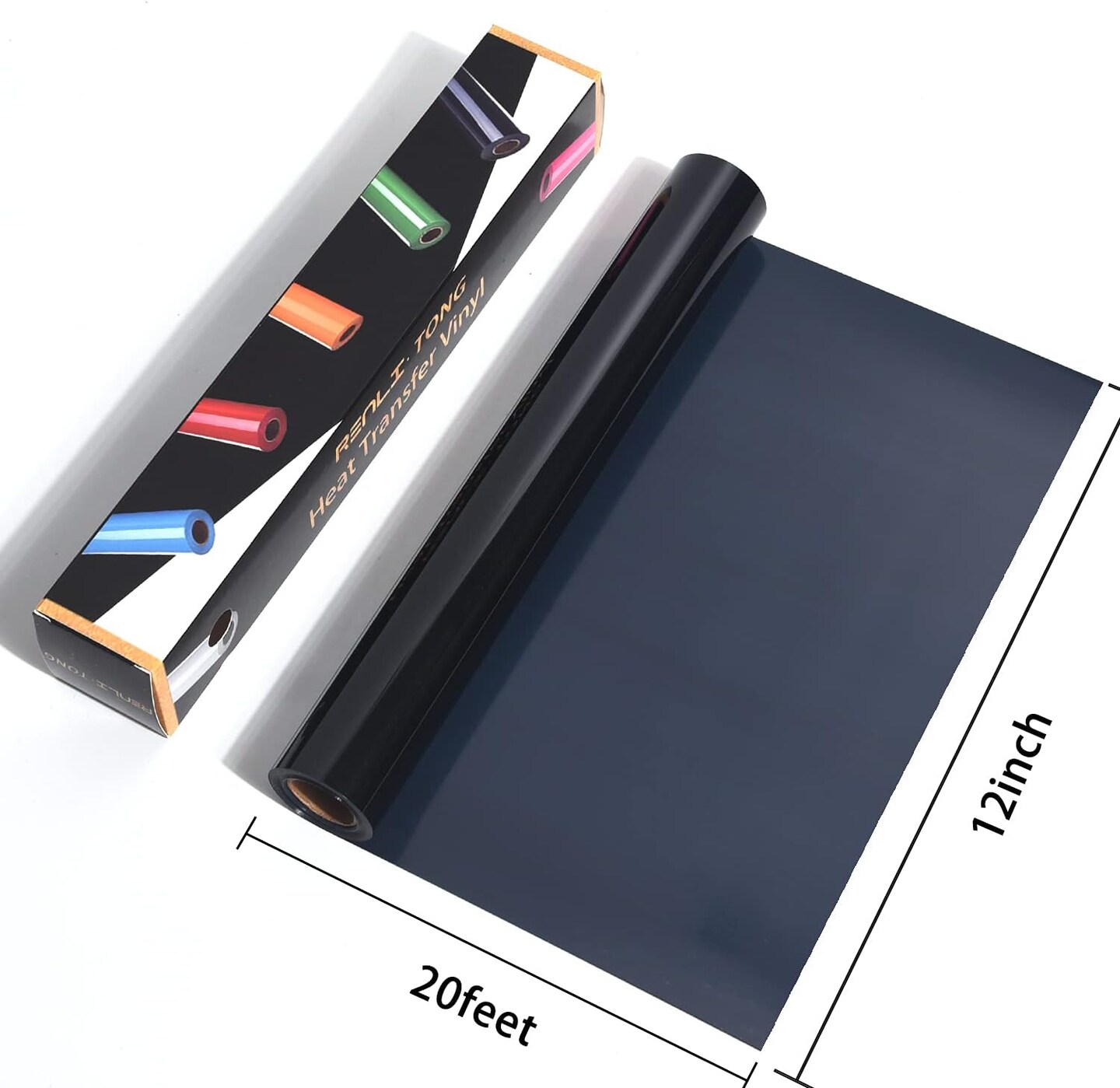 Black Iron on Vinyl 12Inch by 20ft Roll HTV Heat Transfer Vinyl for T-Shirt