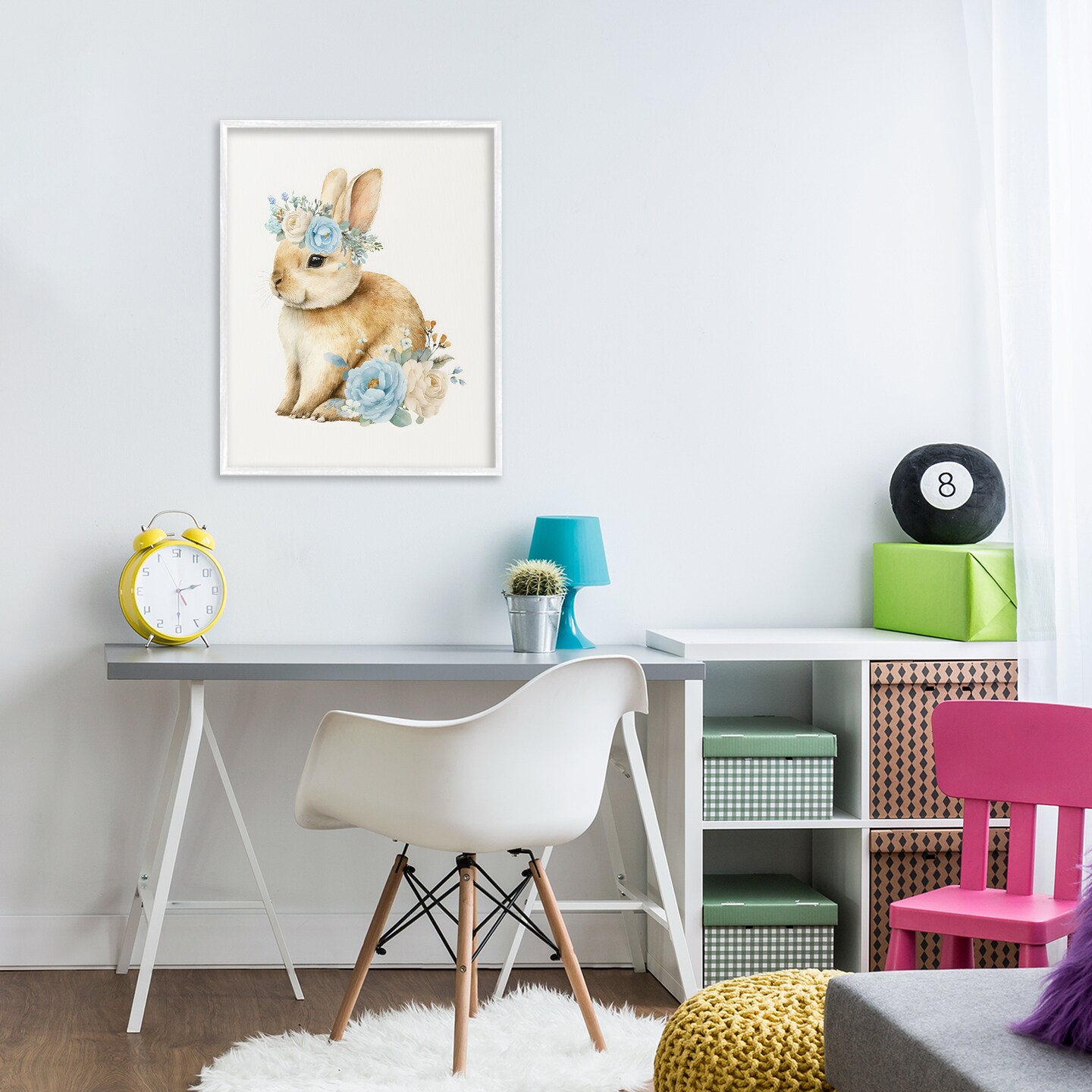 Stupell Industries Watercolor Nursery Bunny Framed Giclee, design by LSR Design Studio