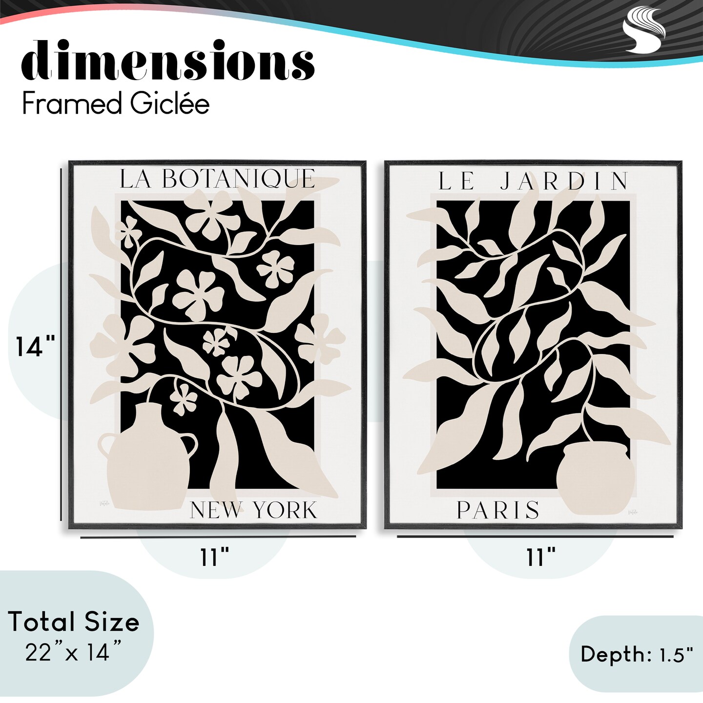 Stupell Industries New York & Paris Botanicals 2pc Framed Giclee Set, design by Natalie Carpentieri