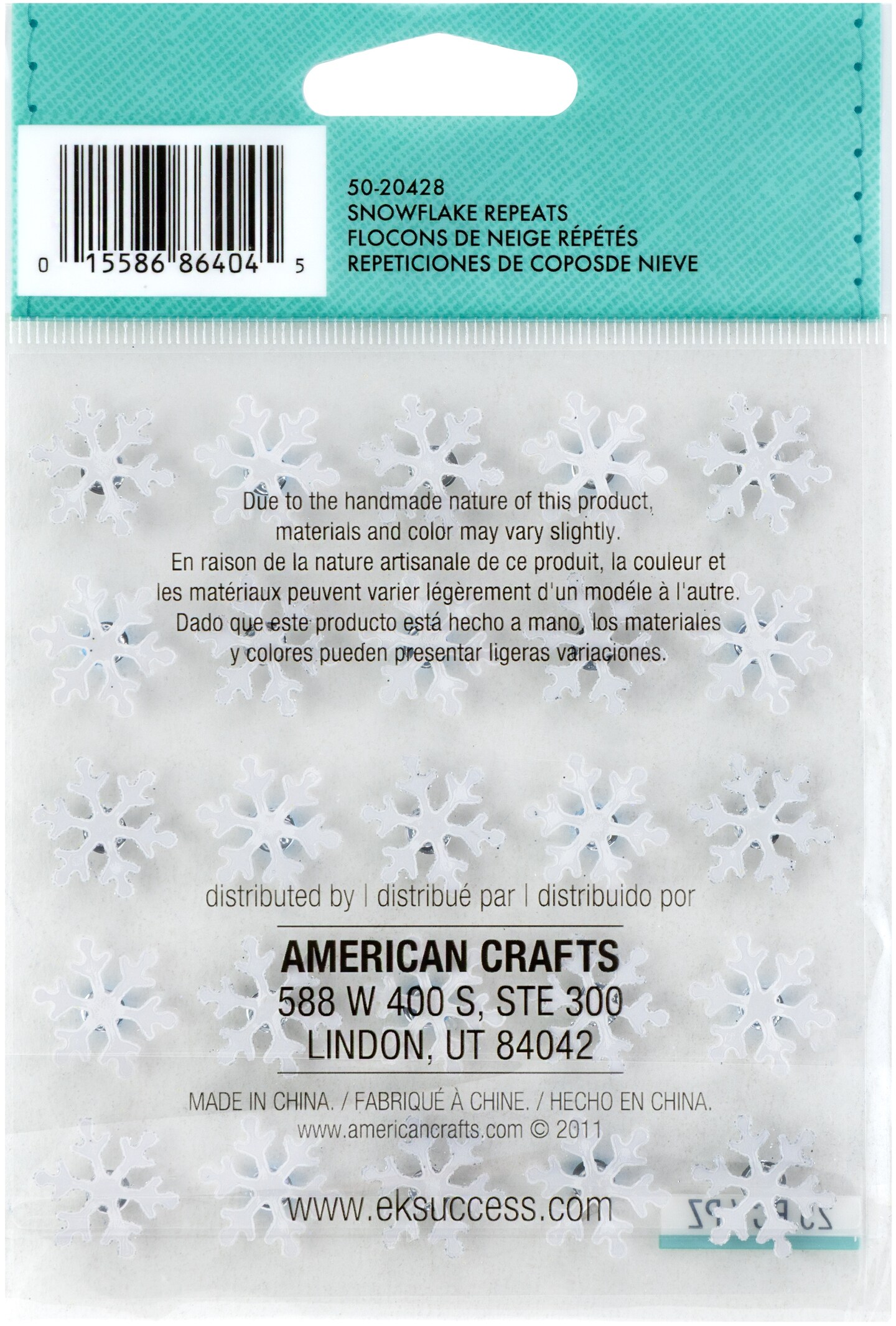 Jolee's Cabochon Dimensional Repeat Stickers - Snowflake, 25pcs