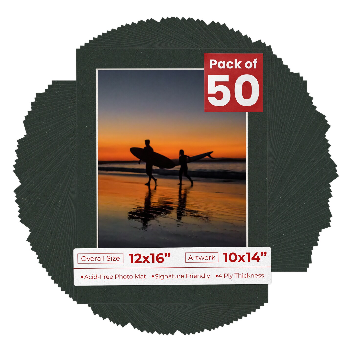 Textured Black Mat Board for 12x16 Frames - Fits 10x14 Photos