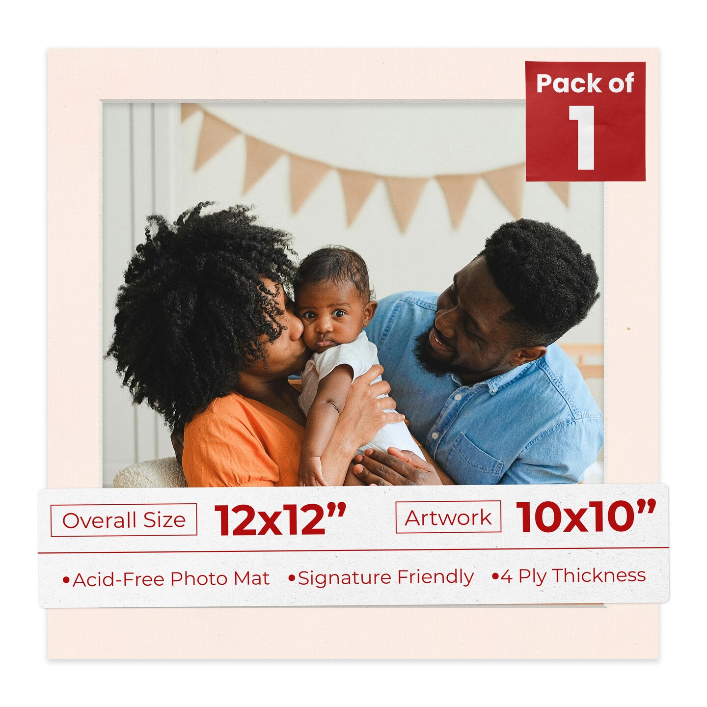 Oyster Bay Beige Mat Board for 12x12 Frames - Fits 10x10 Photos