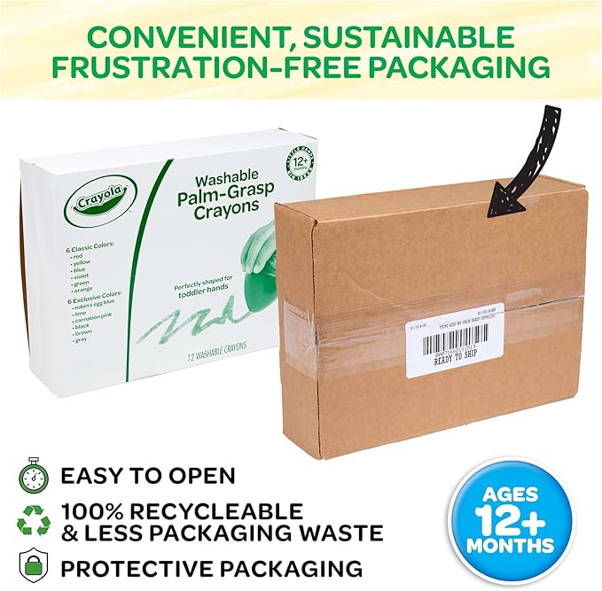 Large Egg Crayons (12ct), Essential Easter Basket Stuffers, Jumbo Washable Crayons for Toddlers, Spring Craft Supplies, Small Easter Egg Gift, Ages 1+