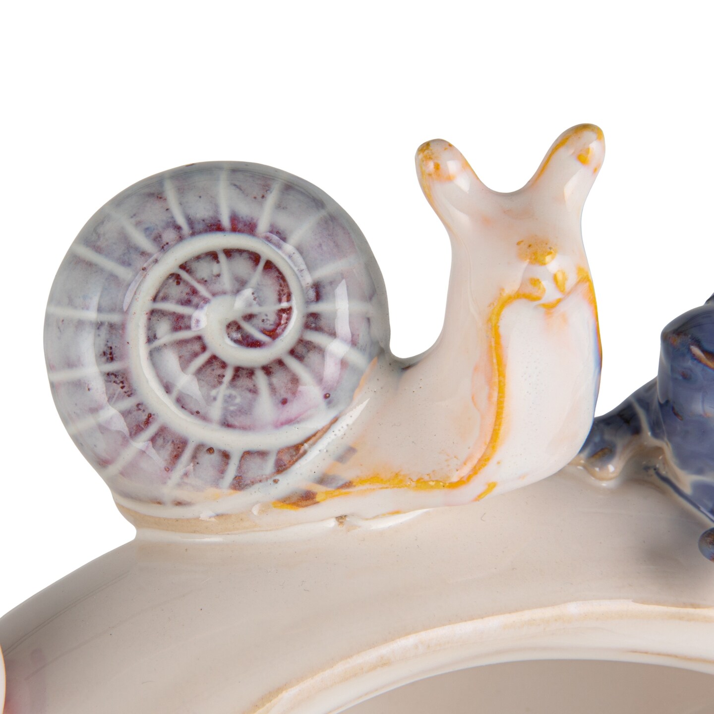Hello Honey Stoneware Planter with 3D Snails, Mushrooms, and Frogs in Reactive Glaze
