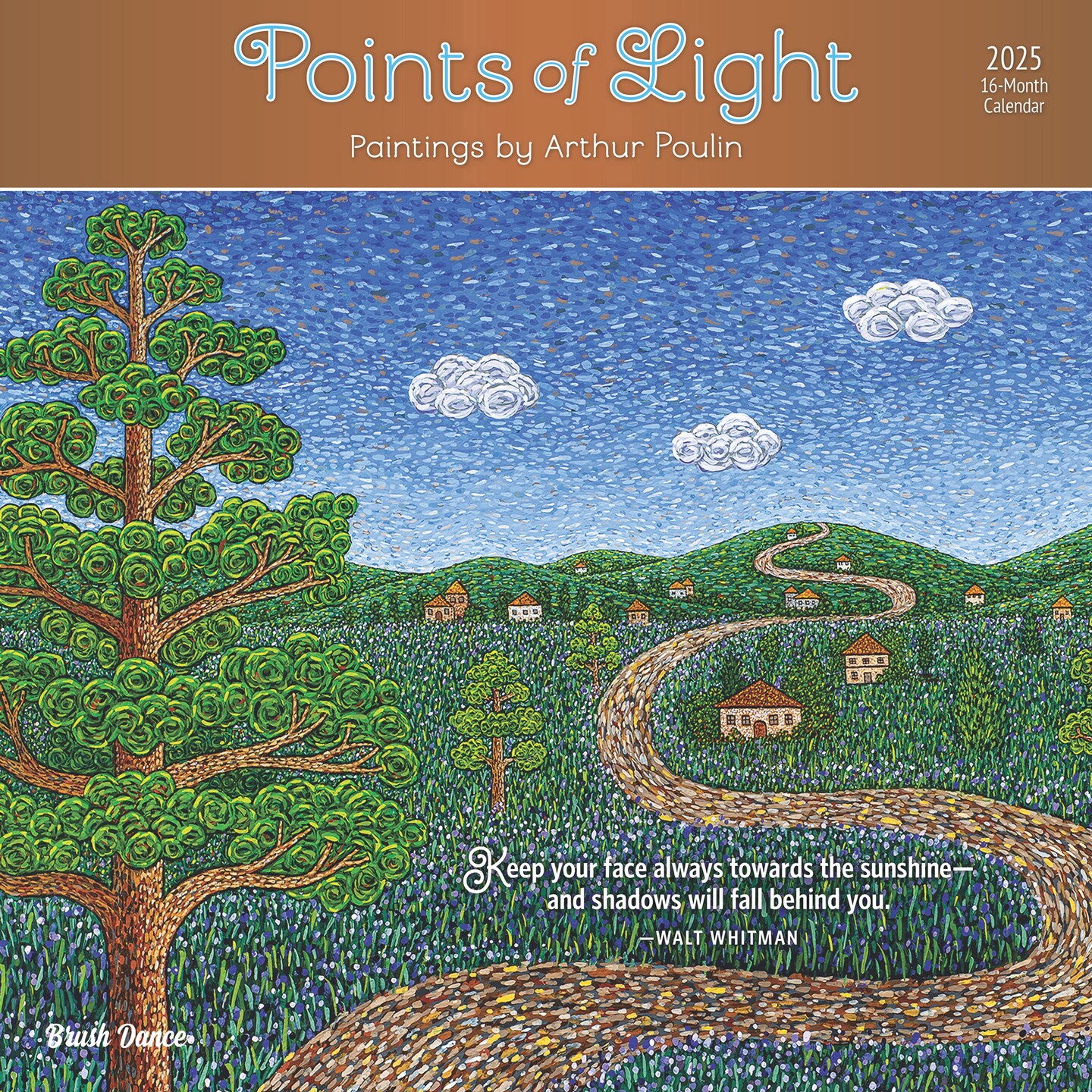 Points of Light | 2025 12 x 24 Inch Monthly Square Wall Calendar | Featuring the Artwork of Arthur Poulin | Plastic-Free | Brush Dance | Paintings Impressionism