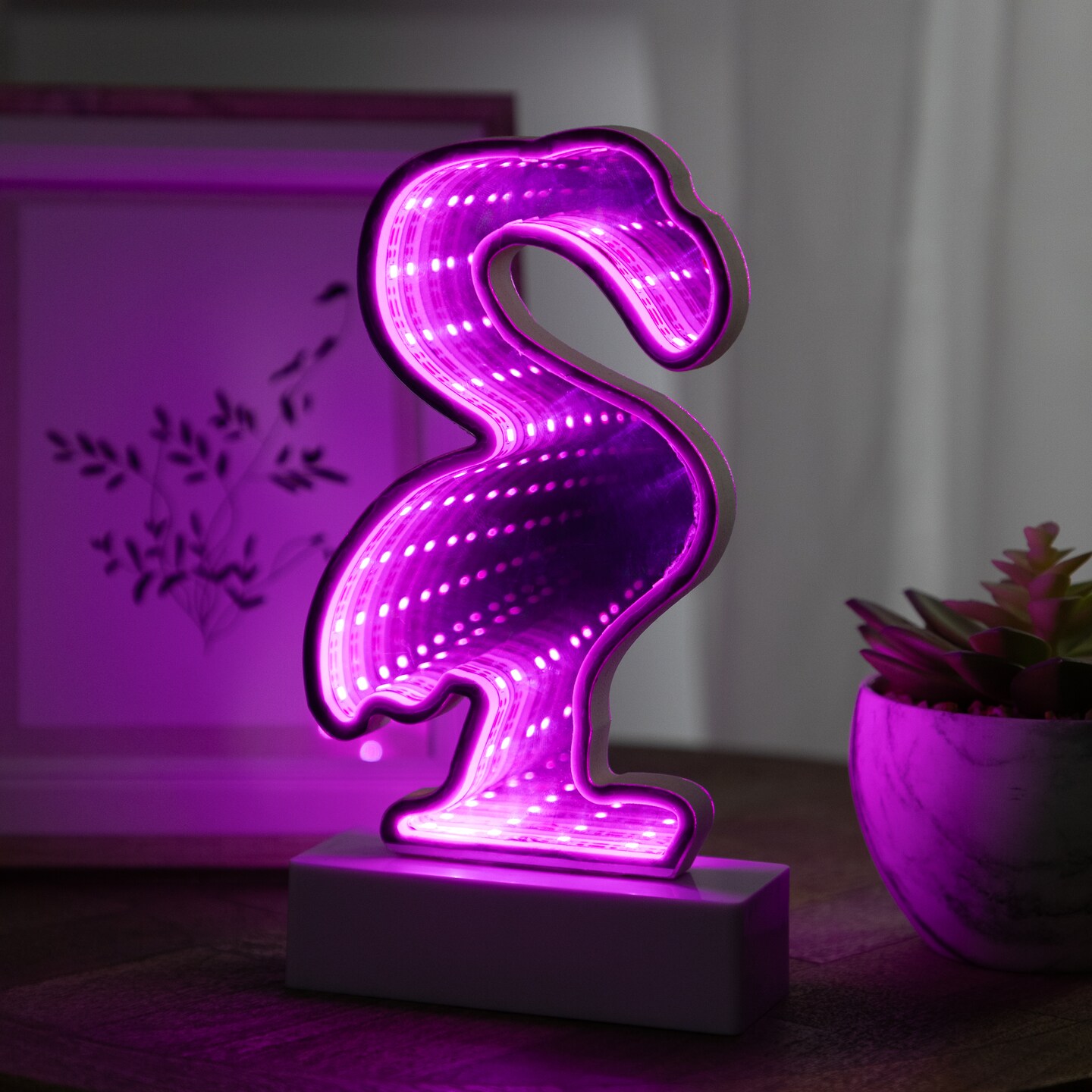 Northlight LED Lighted 3D Flamingo Infinity Mirror - 8&#x22;
