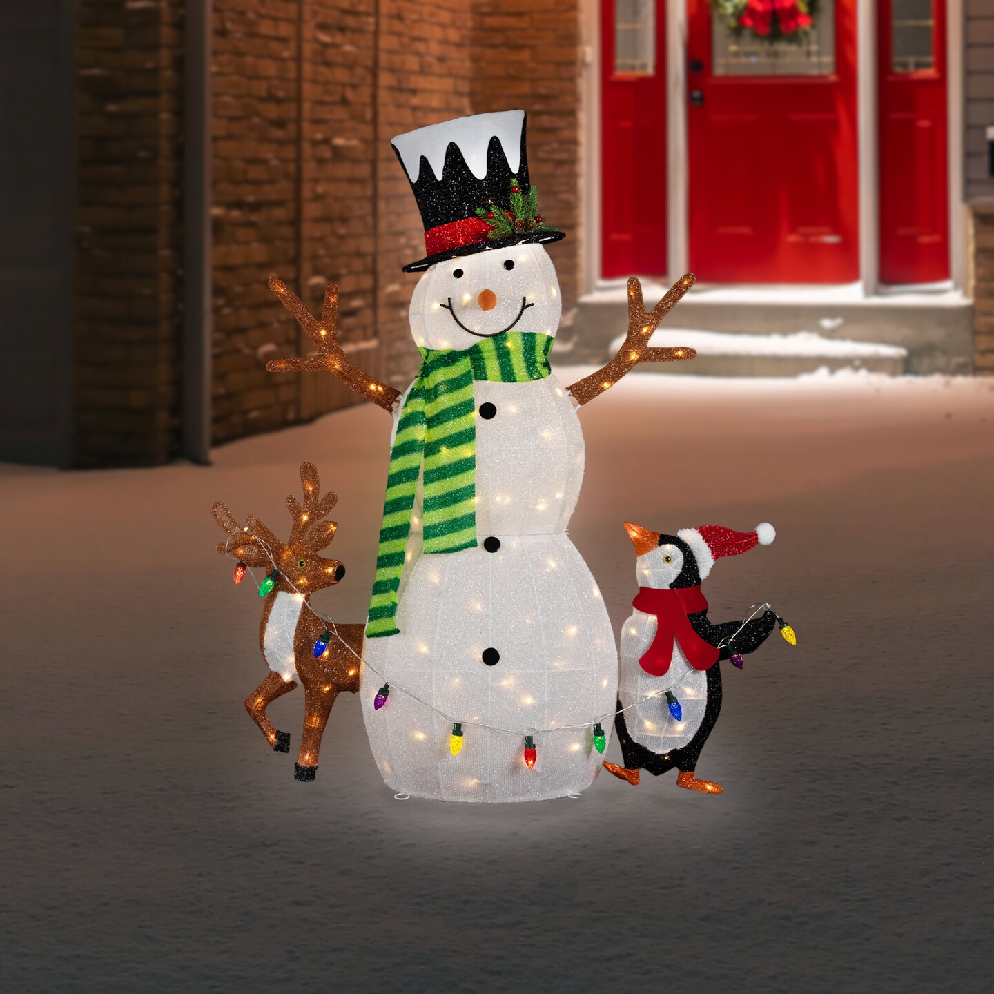 Northlight 3D LED Lighted Snowman and Penguin Outdoor Christmas Decoration - 48&#x22; - Warm White
