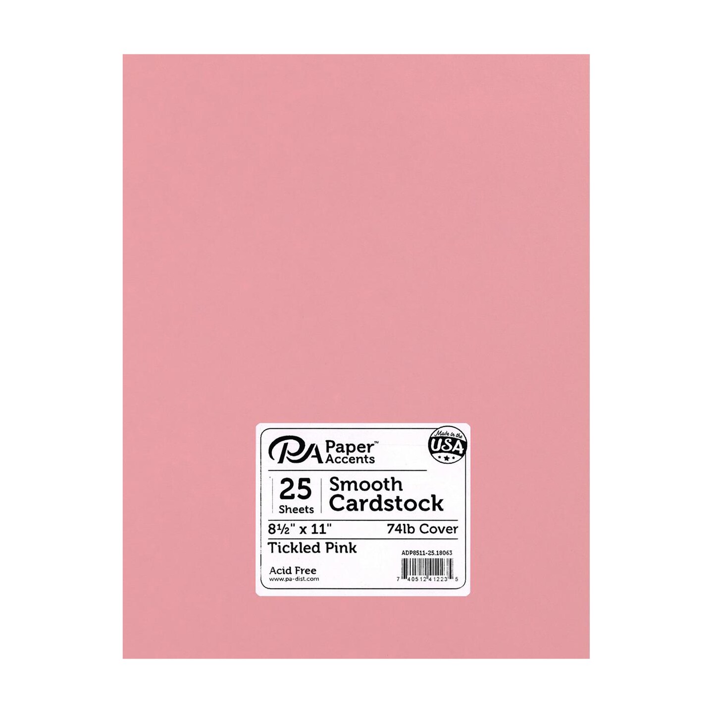 PA Paper Accents Smooth Cardstock 8.5" x 11" Tickled Pink, 74lb colored cardstock paper for card making, scrapbooking, printing, quilling and crafts, 25 piece pack