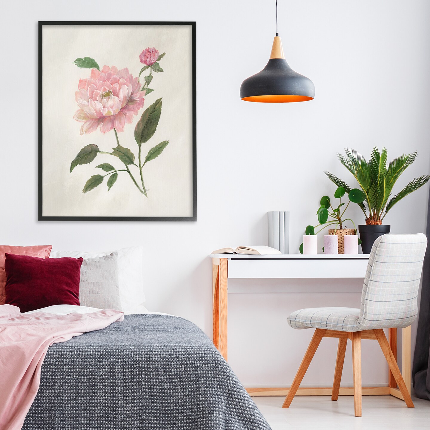 Stupell Industries Rosie Rose Flower Study Black Framed Giclee Art, design by Nan