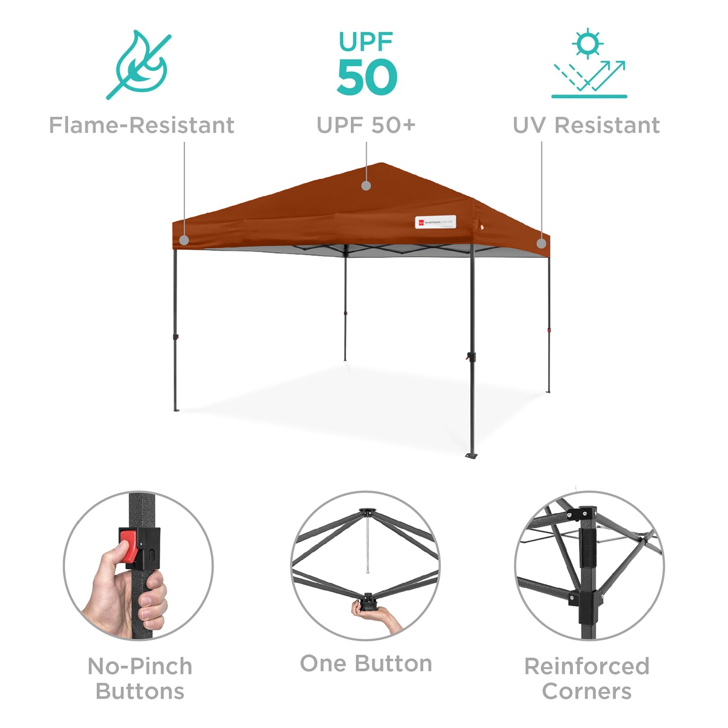 Best Choice Products 8x8ft Easy Setup Pop Up Canopy w/ 1-Button Setup, Wheeled Case, 4 Weight Bags