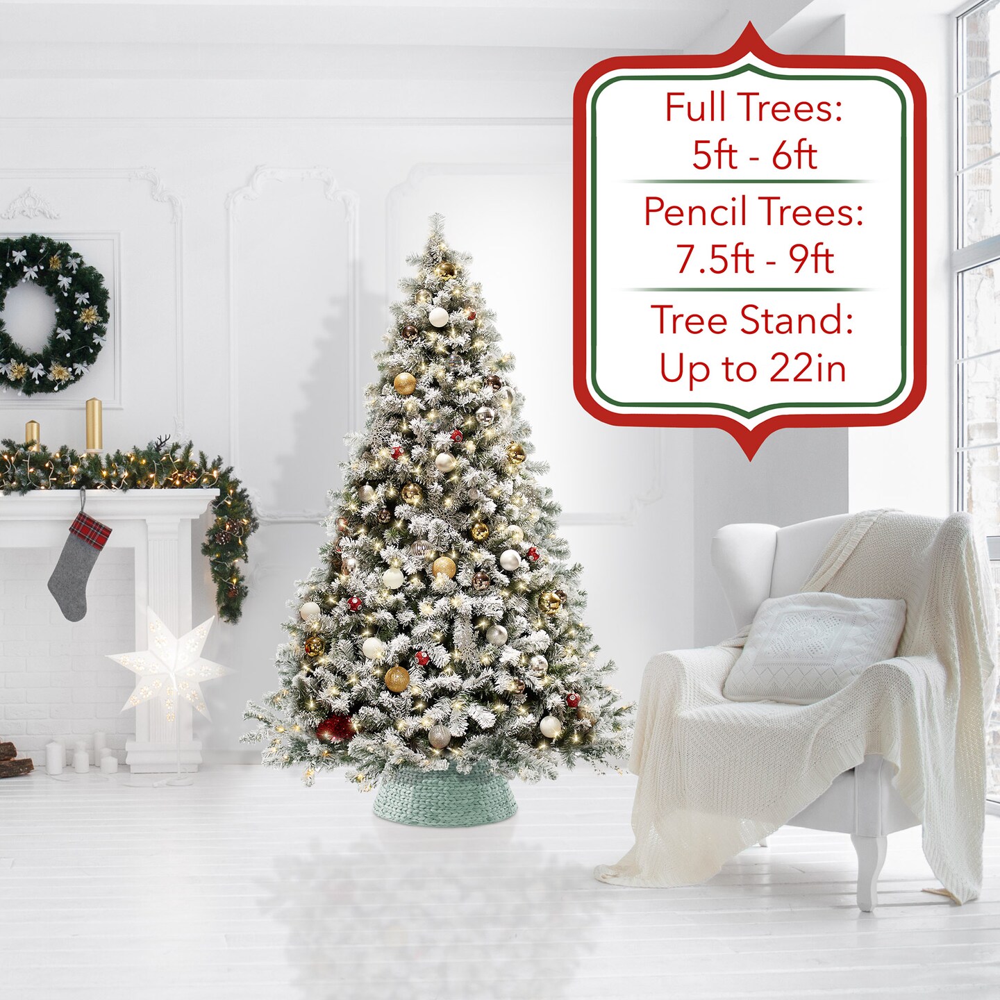 Casafield Christmas Tree Collar, Woven Water Hyacinth Tree Base Cover with Cord Cut Out