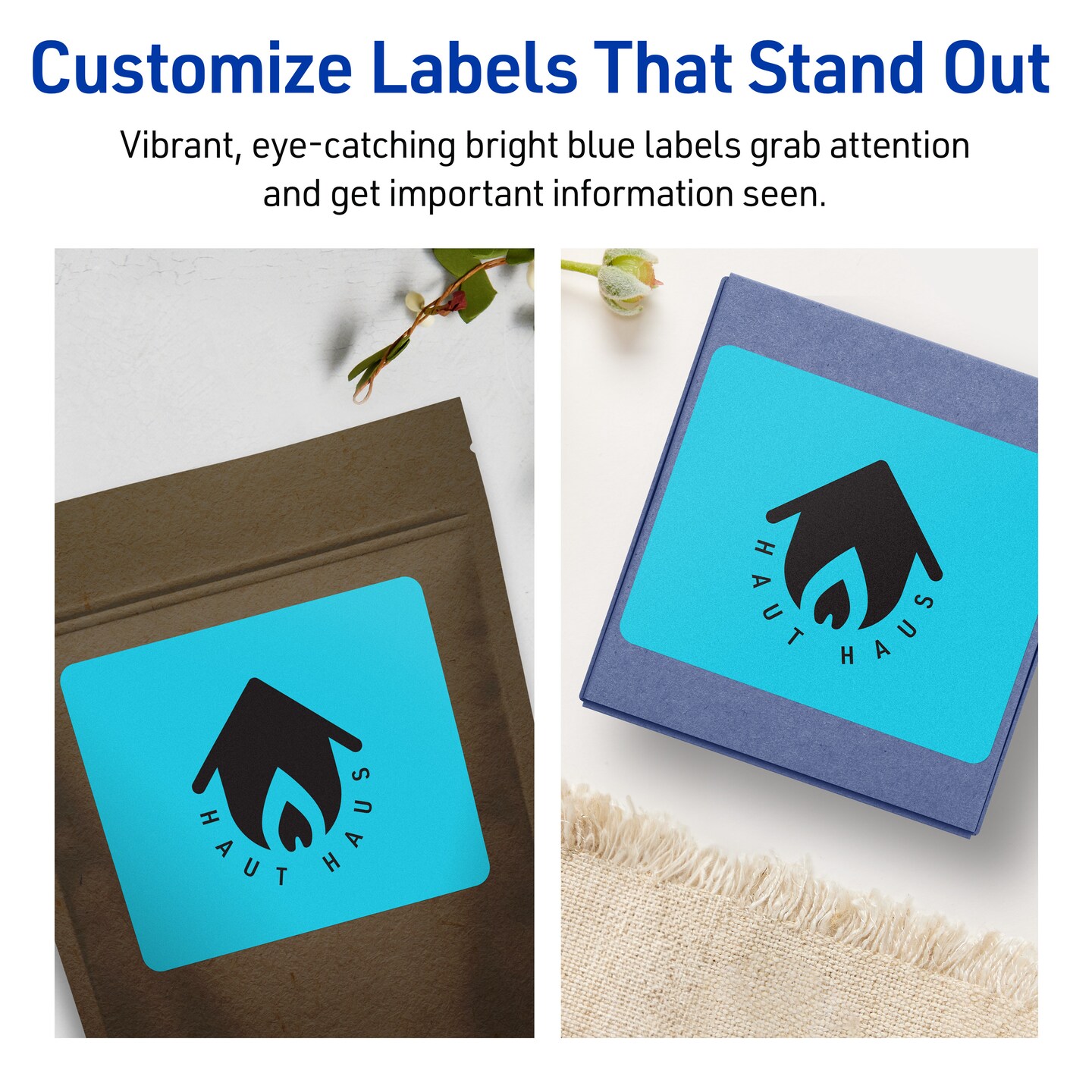 Avery Bright Blue Paper Labels, 5&#x22; x 3.5&#x22; Rectangle