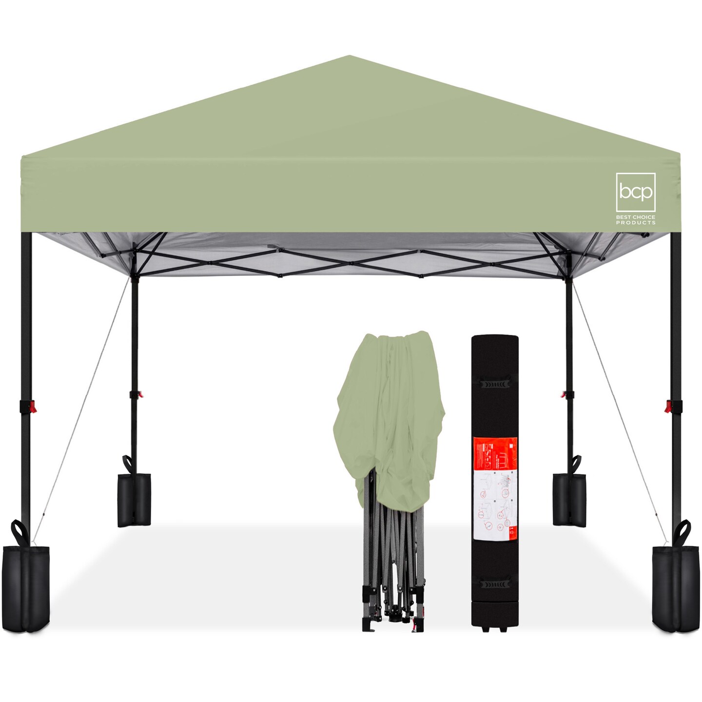 Best Choice Products 8x8ft Easy Setup Pop Up Canopy w/ 1-Button Setup, Wheeled Case, 4 Weight Bags