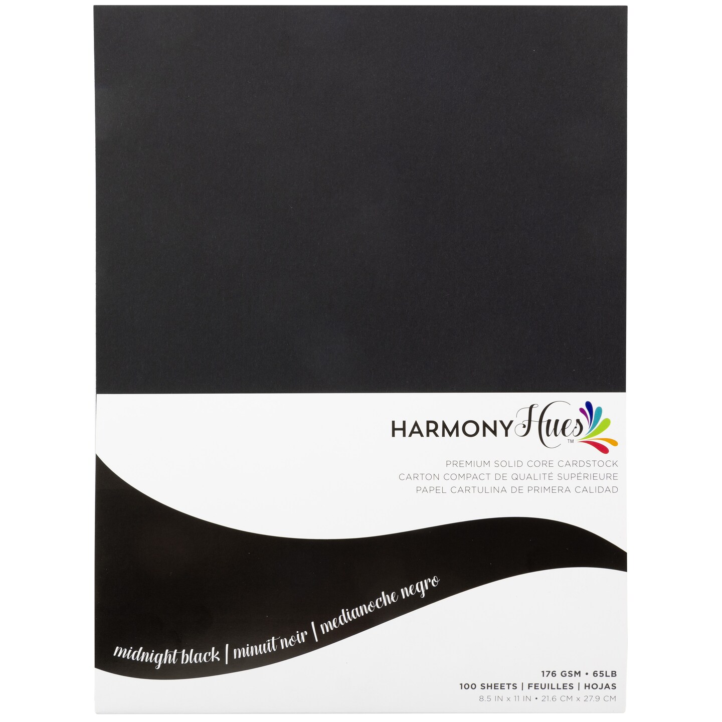 Harmony Hues 65# Cardstock 8.5&#x22;X11&#x22; 100/Pkg-Midnight Black