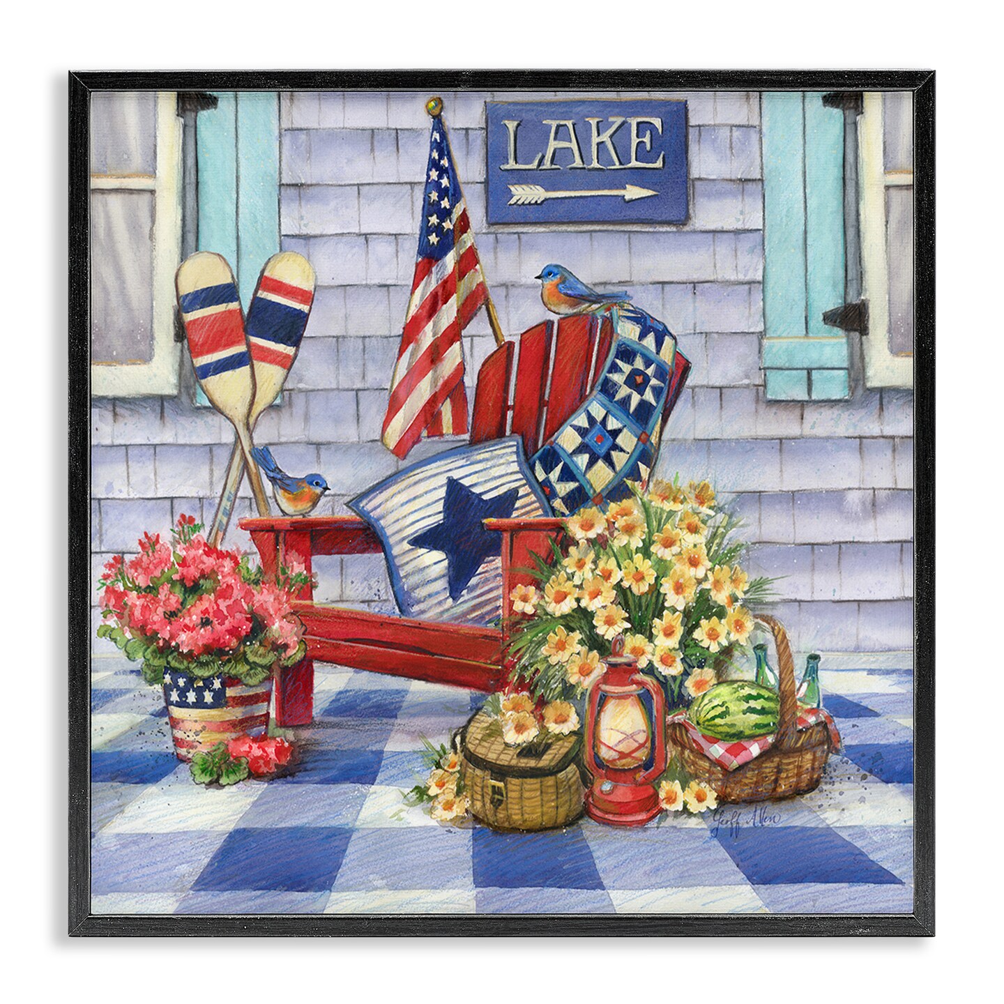 Stupell Industries Americana Porch View Framed Giclee Wall Art Design by Geoff Allen