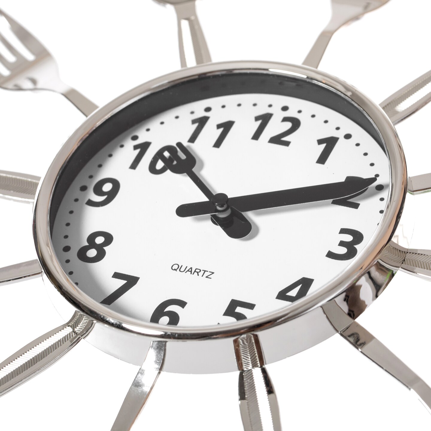 Decorative 3D Cutlery Utensil Spoon and Fork Wall Clock for Kitchen, Playroom or Bedroom