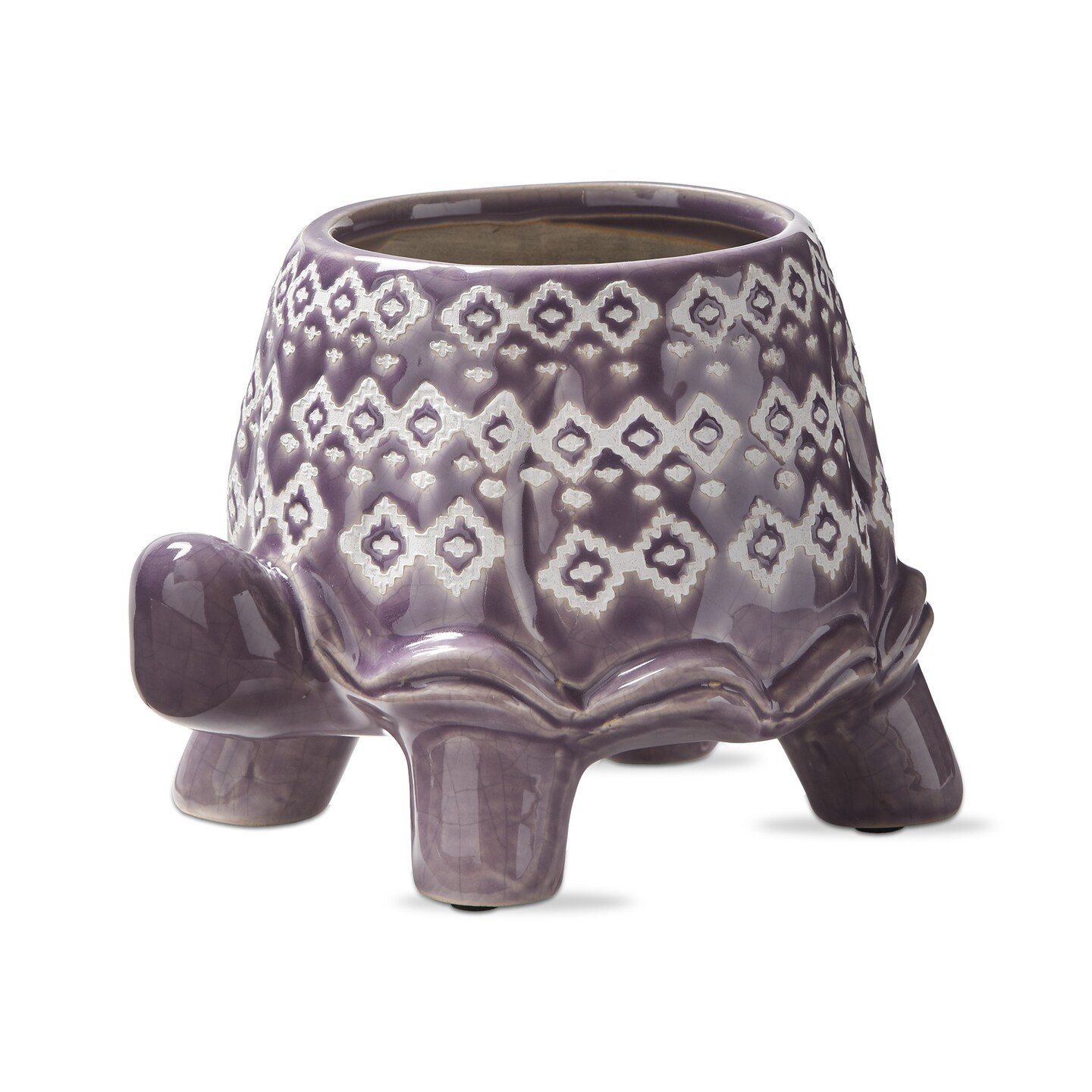 Turtle Planter, Purple Glazed Terracotta, 8.5L x 6.5W x 6.0H