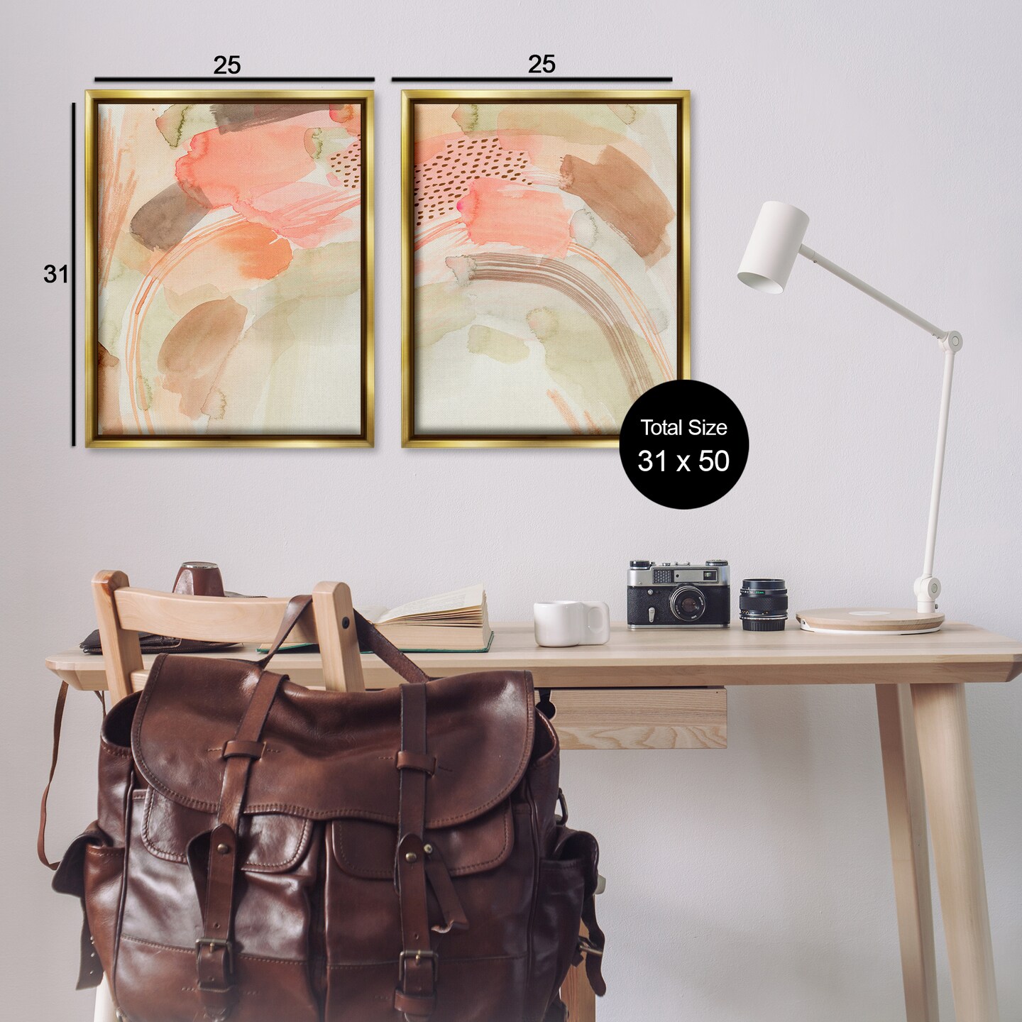 Stupell Industries Pink Peach Abstract Watercolor 2 pc Framed Floater Canvas Wall Art Set Design by Grace Popp