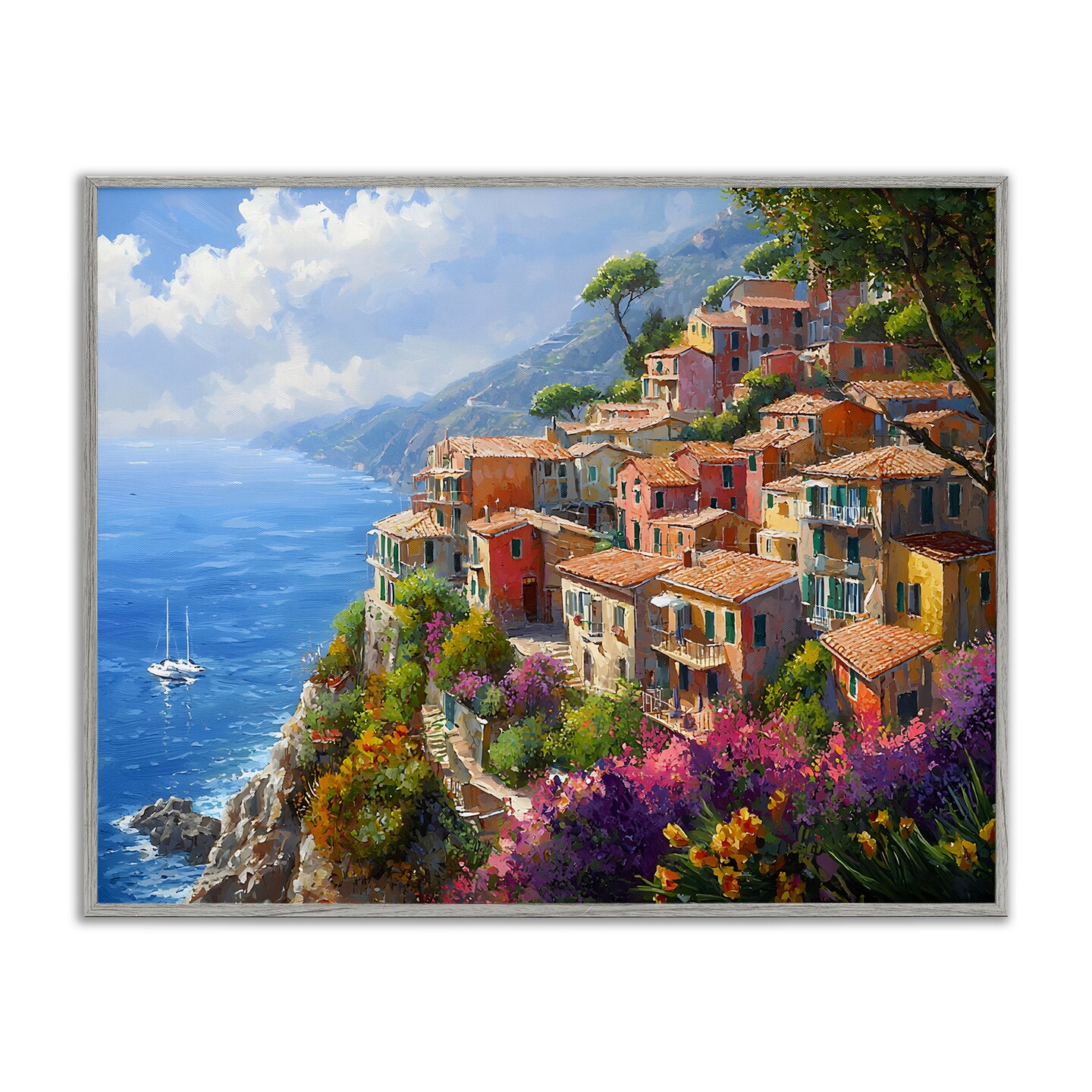 Stupell Industries Coastal Seaside Village View Framed Giclee Design by Franklyn Gregory