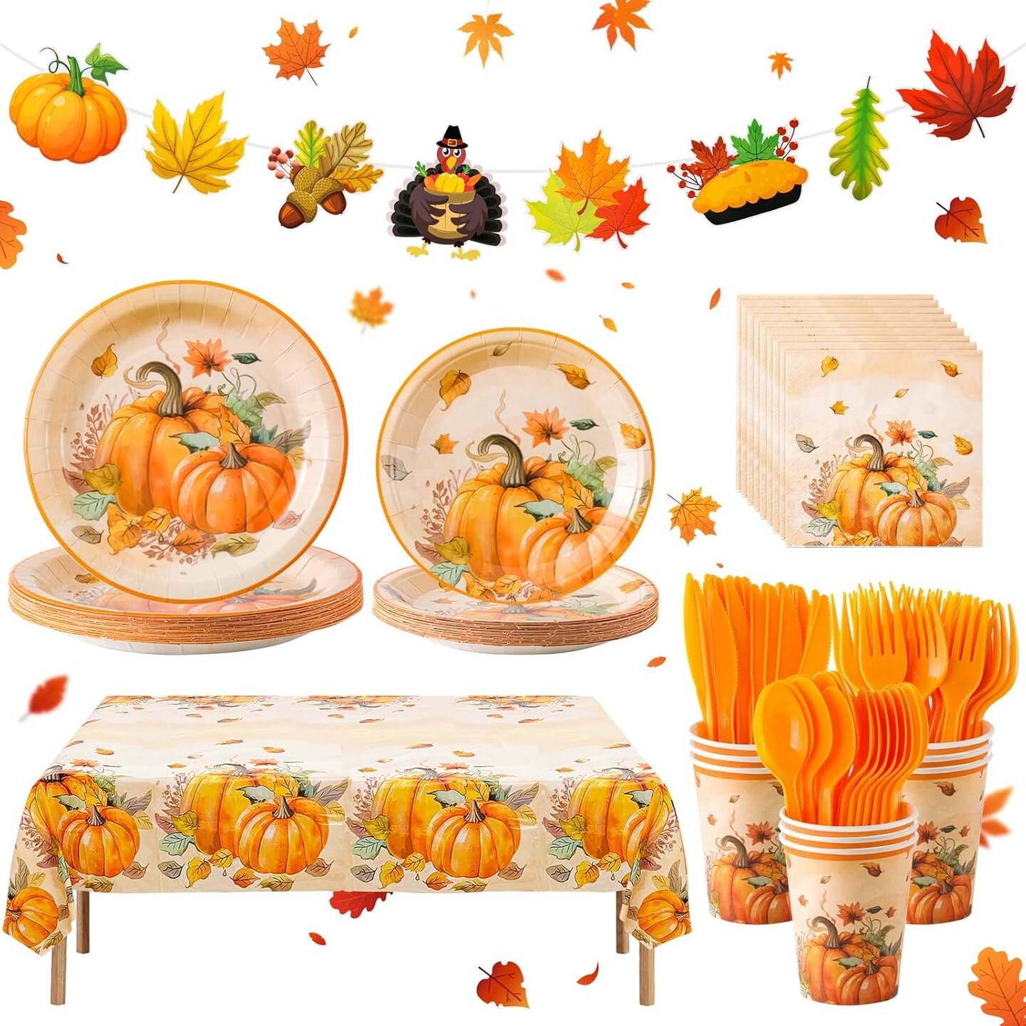 170pc Thanksgiving Plates(Multicolor)11.85 x 8.9 x 3.43 inches