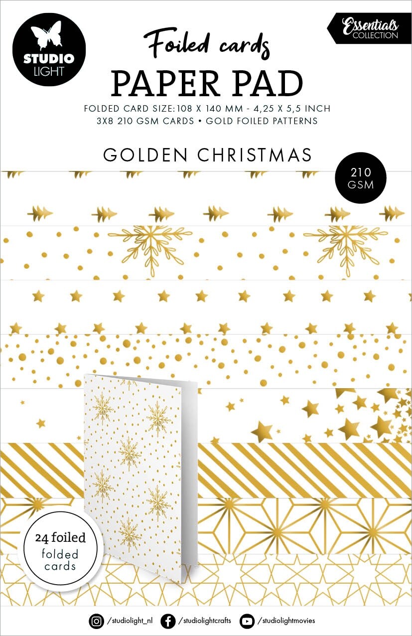 Studio Light Essentials Foiled Cards 5.5"X8.5" 24/Pkg-Nr. 222, Golden Patterns