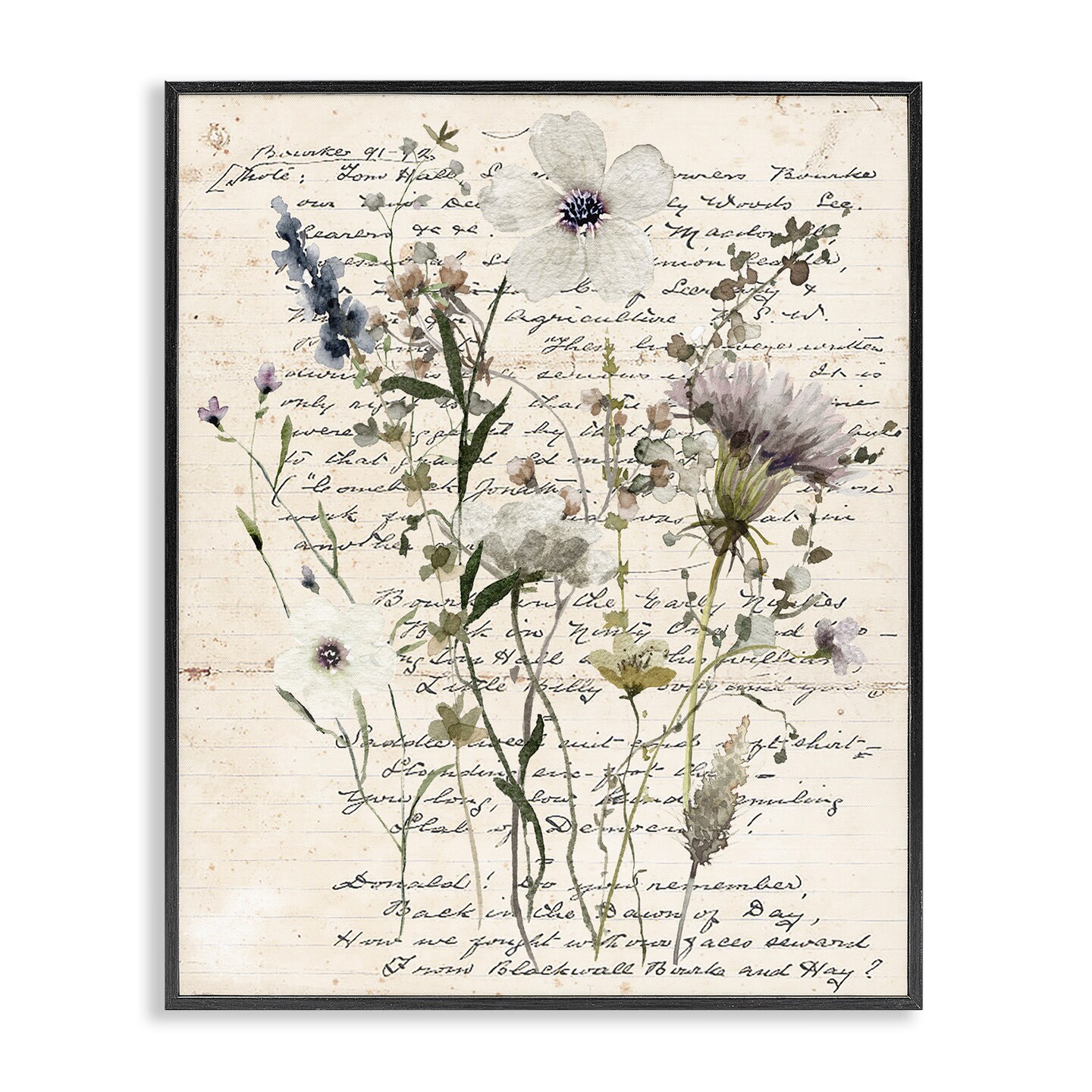 Stupell Industries Pressed Flowers on Page Framed Giclee Wall Art Design by Carol Robinson