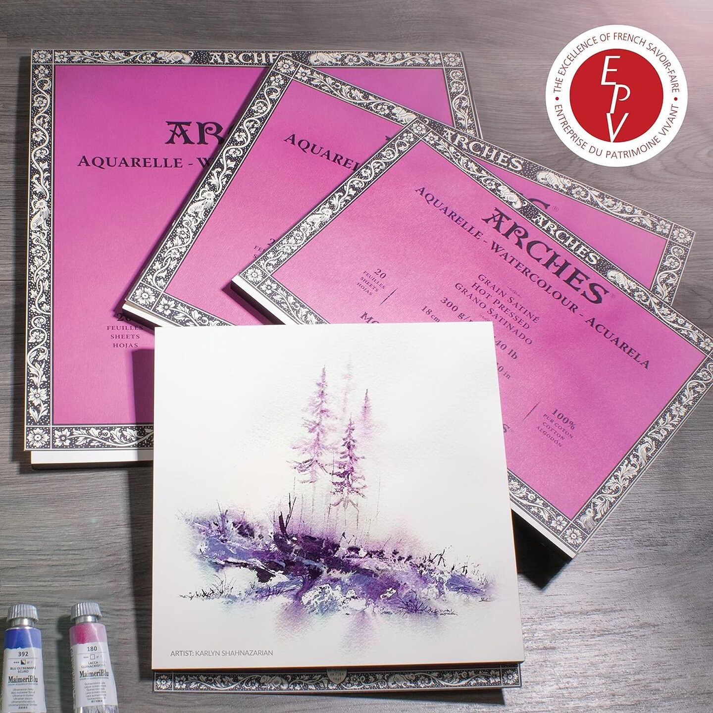 Arches Aquarelle Hot Pressed Watercolor Block 5.9"X11.8"- 140lb, 20 Sheets