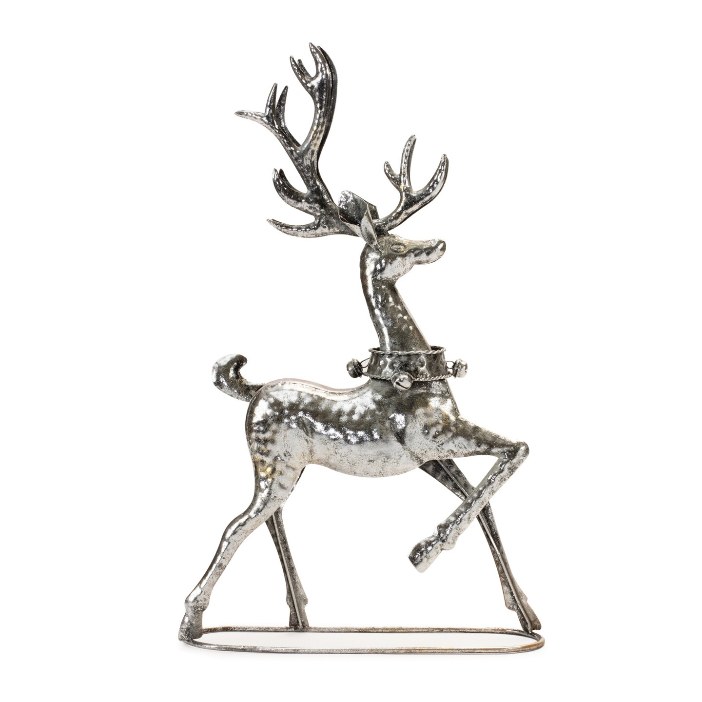 Melrose Hammered Reindeer Christmas Figurines - 22.25" - Silver - Set of 2