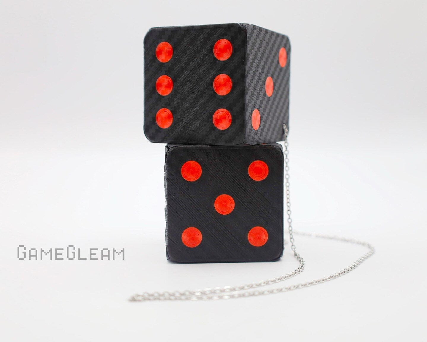 Carbon Fiber Car Dice - 2 inch Pick your dot colors - Hanging
