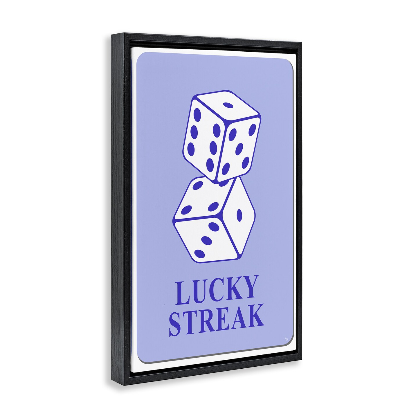Stupell Industries Blue Lucky Streak Dice Floater Framed Canvas Wall Art Design by Martina Pavlova