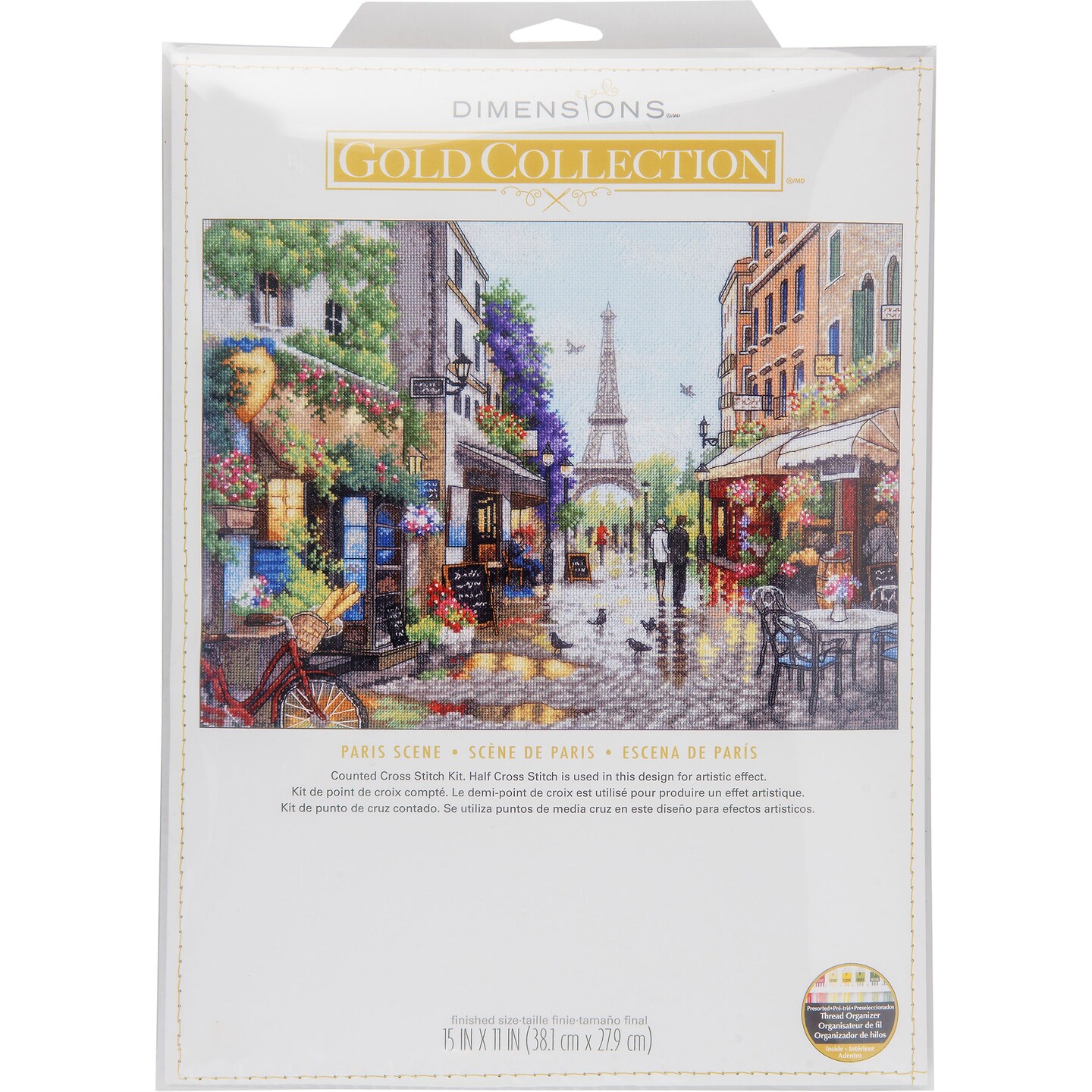 Dimensions Gold Collection Counted Cross Stitch 15&#x22;X11&#x22;-Paris Scene