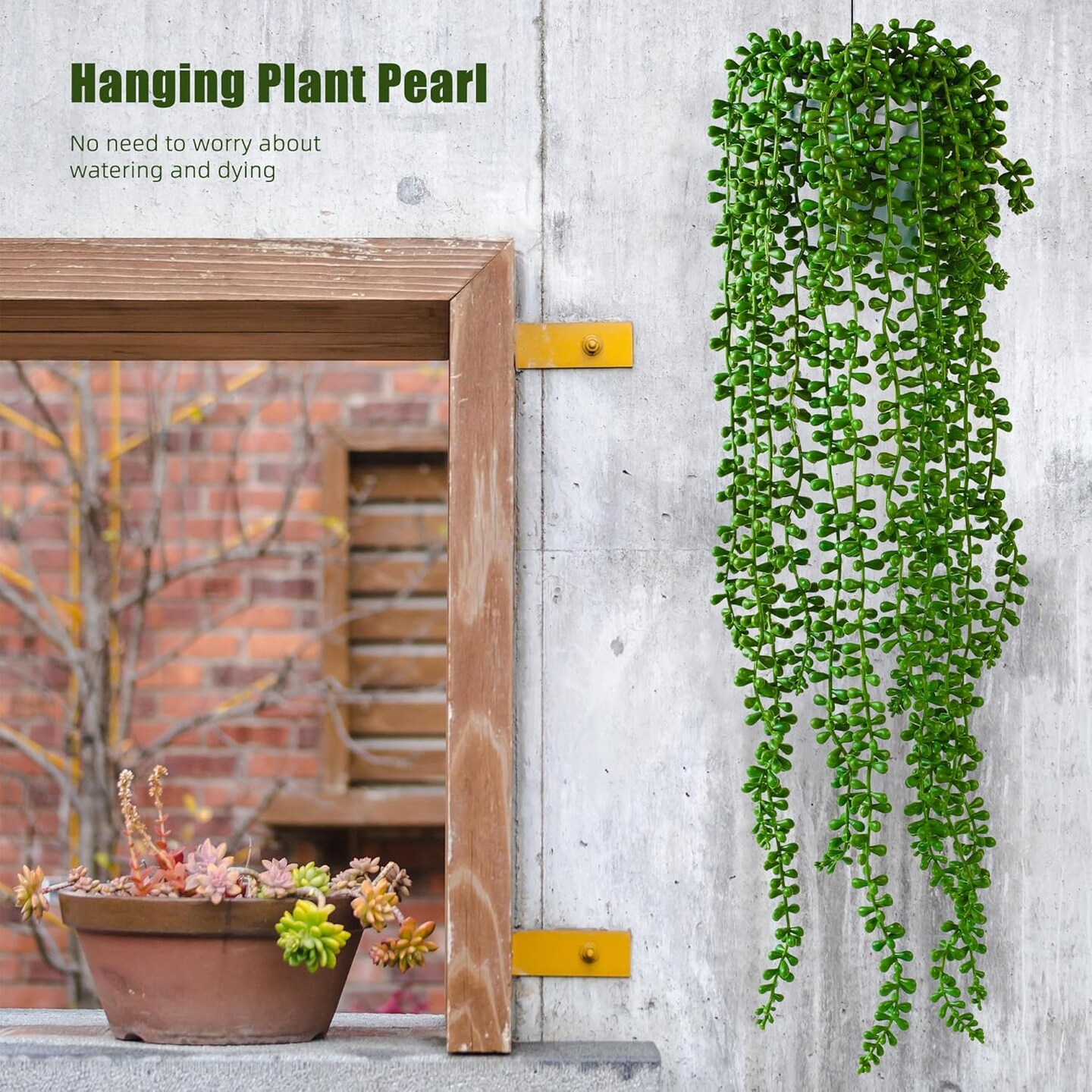 3PCS Artificial Succulents Hanging Plants (Green) 27.5"D x 5"W x 5"H