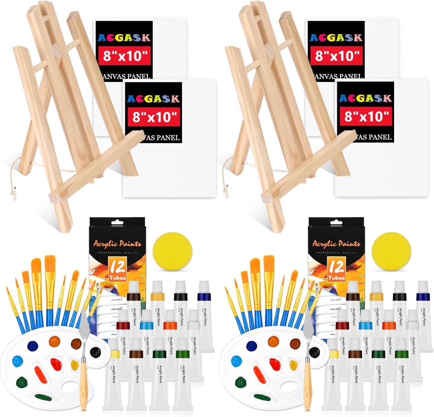 Painting Kits for Adults Kids,Acrylic Paint Canvas Easel Set