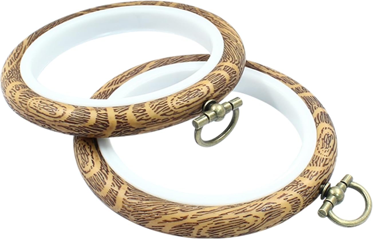 4 Pieces 3.2 Inch Embroidery Hoops, Imitated Wood Cross Stitch