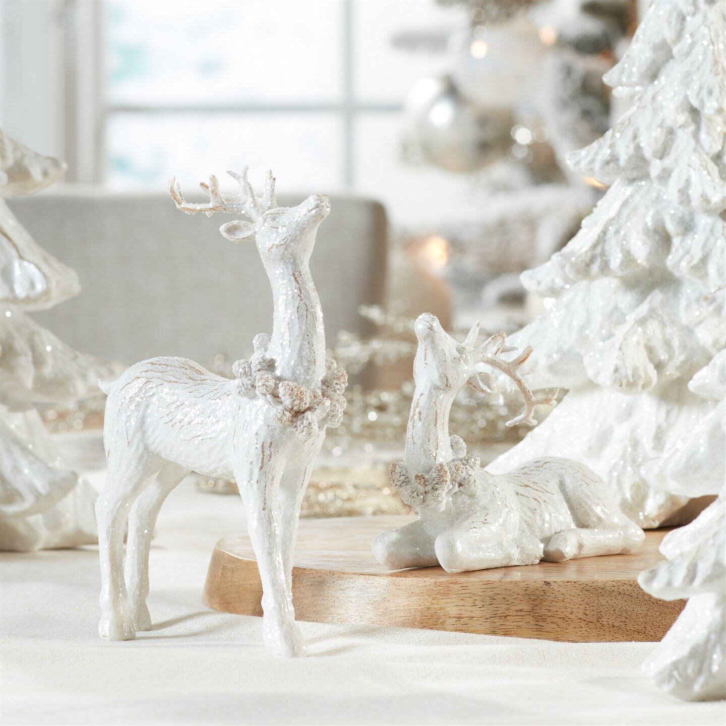 Melrose Standing and Sitting Winter Reindeer Christmas Figurines - 7&#x22; - Set of 4