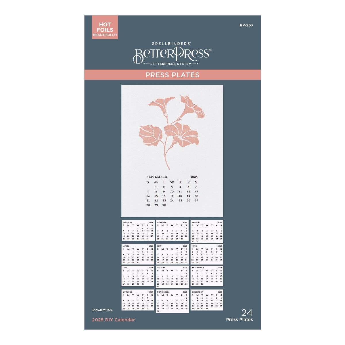 Spellbinders Press Plates From Florals Through The Year-2025 DIY Calendar