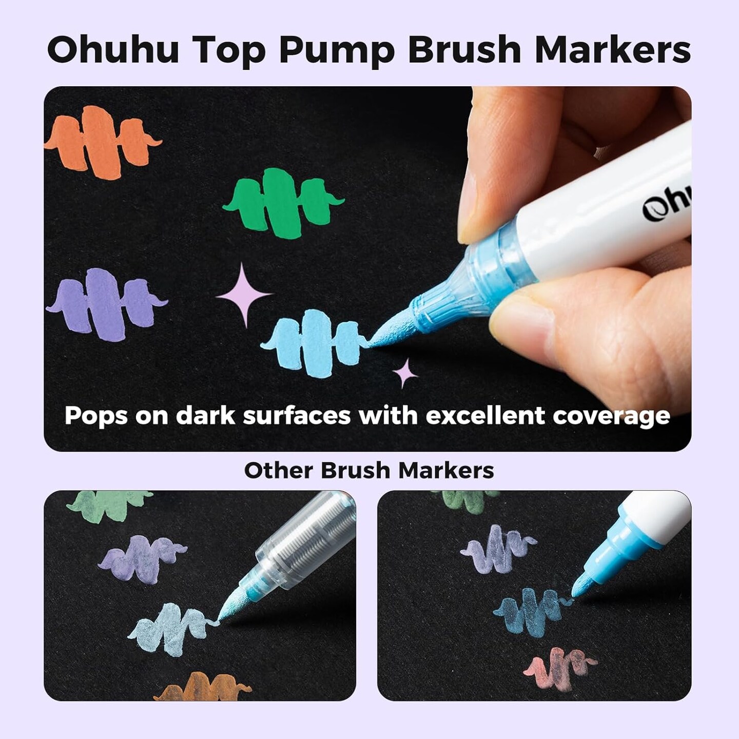 Ohuhu Acrylic Paint Markers Brush Tip Top Pump 36 Colors Paint Pens Excellent Coverage Acrylic Markers Waterproof Lightfast for Rock Painting 3D Prints Egg Wood Glass Ceramic DIY Crafts - Waikiki