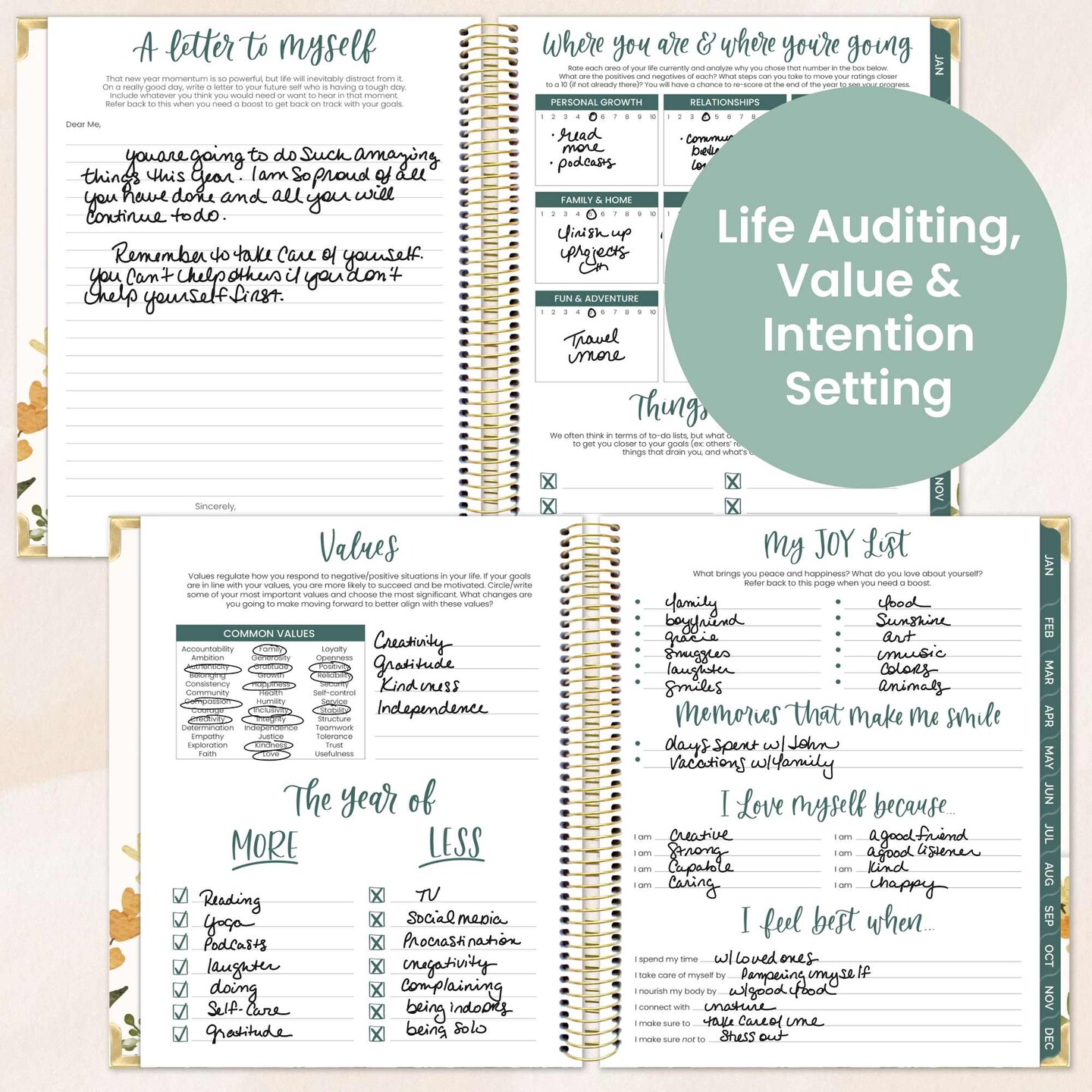 bloom daily planners 2026 Hard Cover Weekly &#x26; Monthly Vision Planner, 7.5&#x22; x 9&#x22;, Beige Bouquet