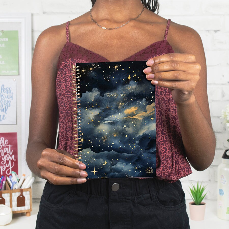 bloom daily planners 2026 Soft Cover Weekly &#x26; Monthly Planner, 5.5&#x22; x 8.25&#x22;, Midnight Sky